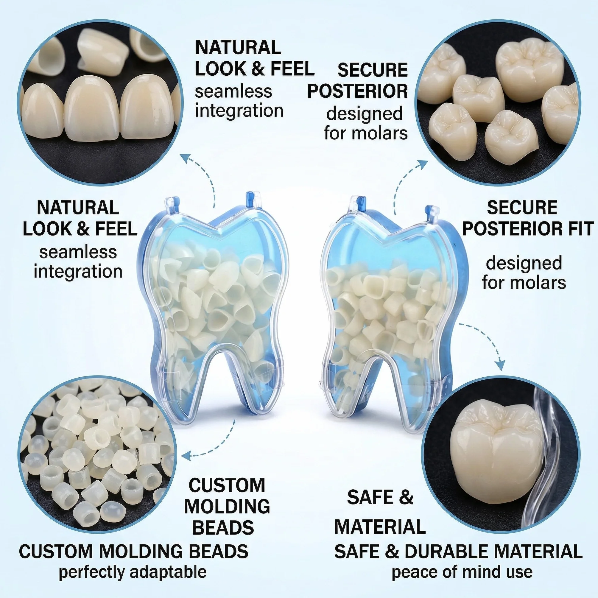 Corone Provvisorie 120 pezzi Dente Finto Provvisorio Set Cemento Dentale Halloween