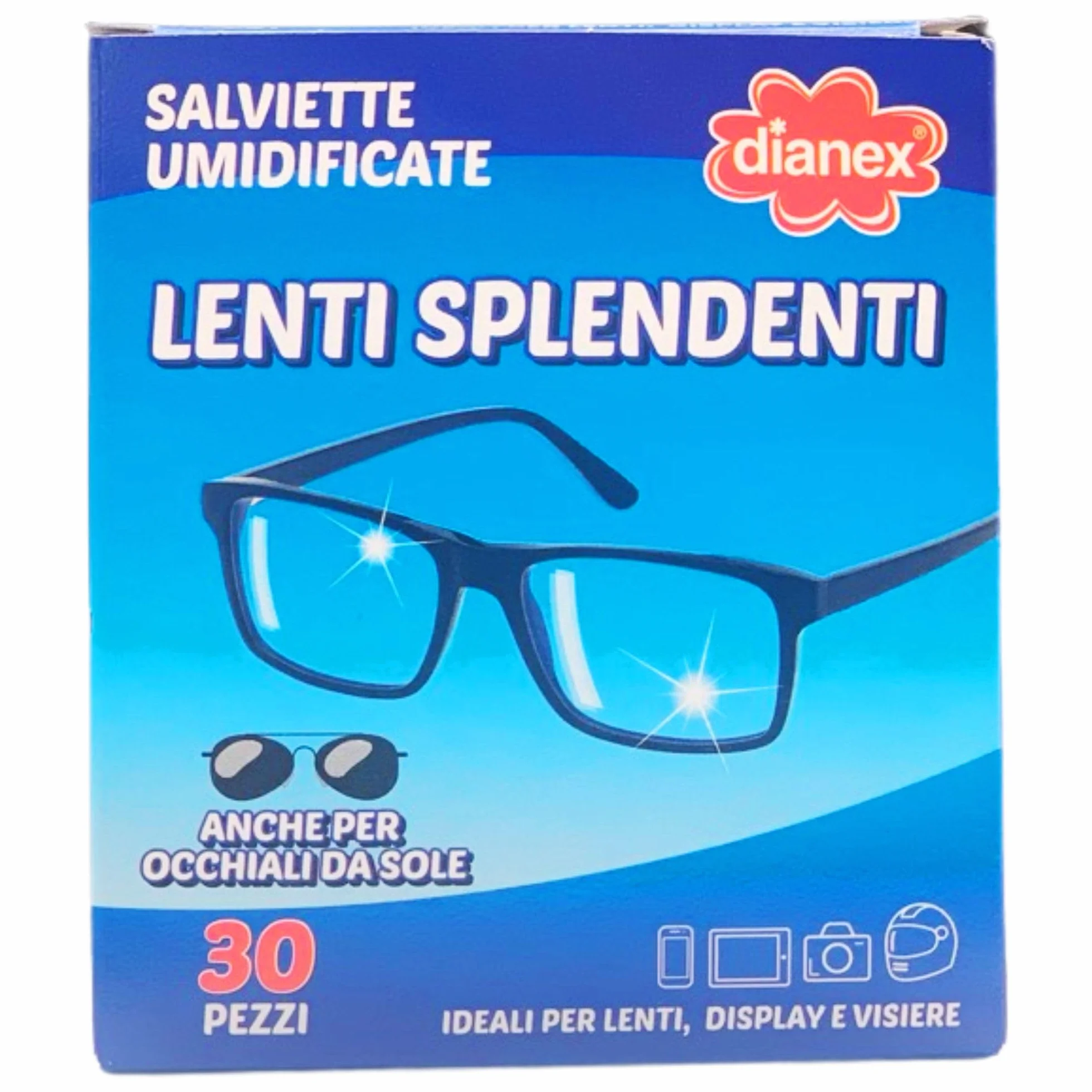Salviette Umidificate Detergenti Per Occhiali LENTI SPLENDENTI 30 Salviette (3 Confezioni)