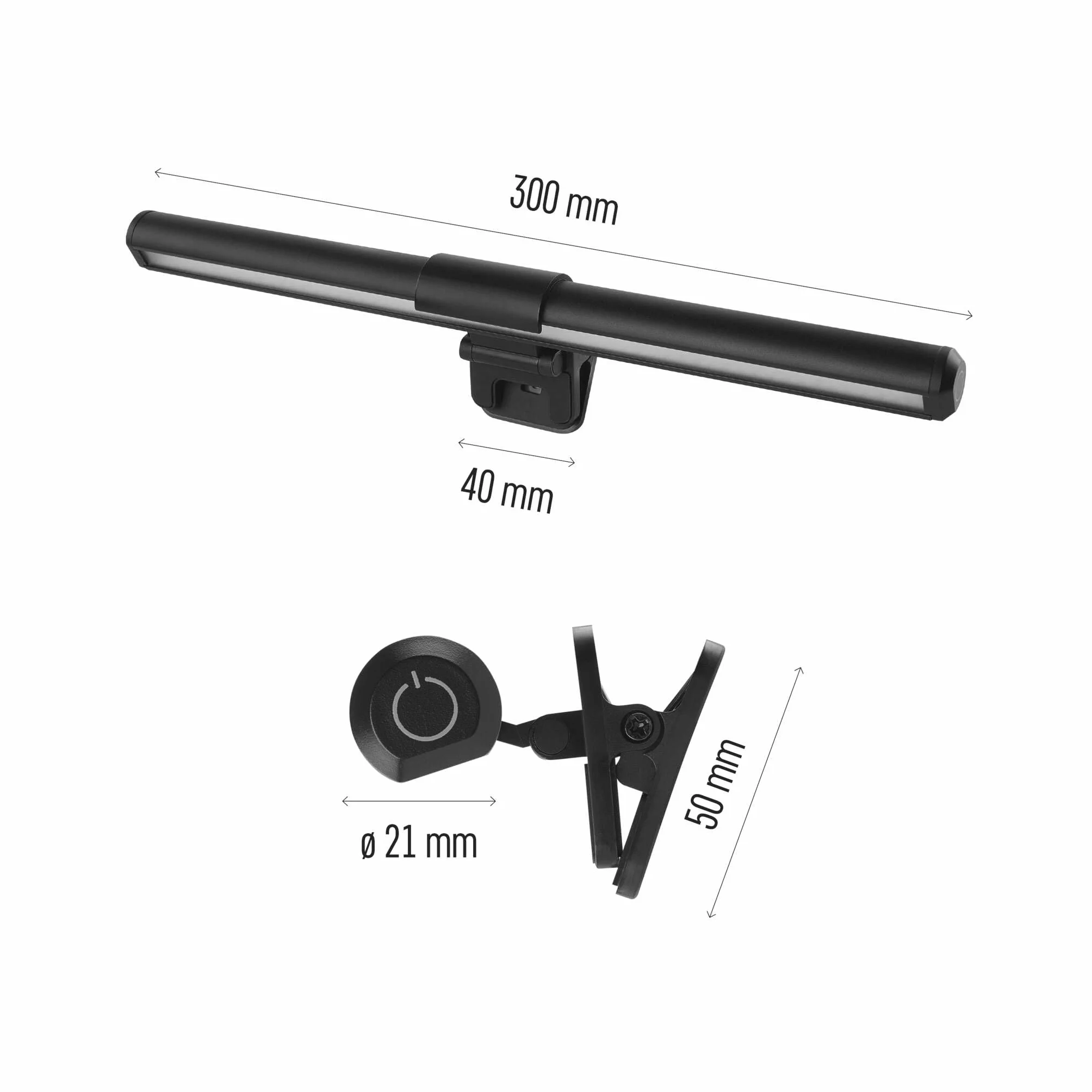 EMOS Ra 95 - Lampada LED per computer portatile, 30 cm, 5,6 W, con supporto a clip, barra luminosa USB da 150 lm, lampada da schermo inclinabile, dimmerabile, colori luce regolabili, durata 30000 ore,