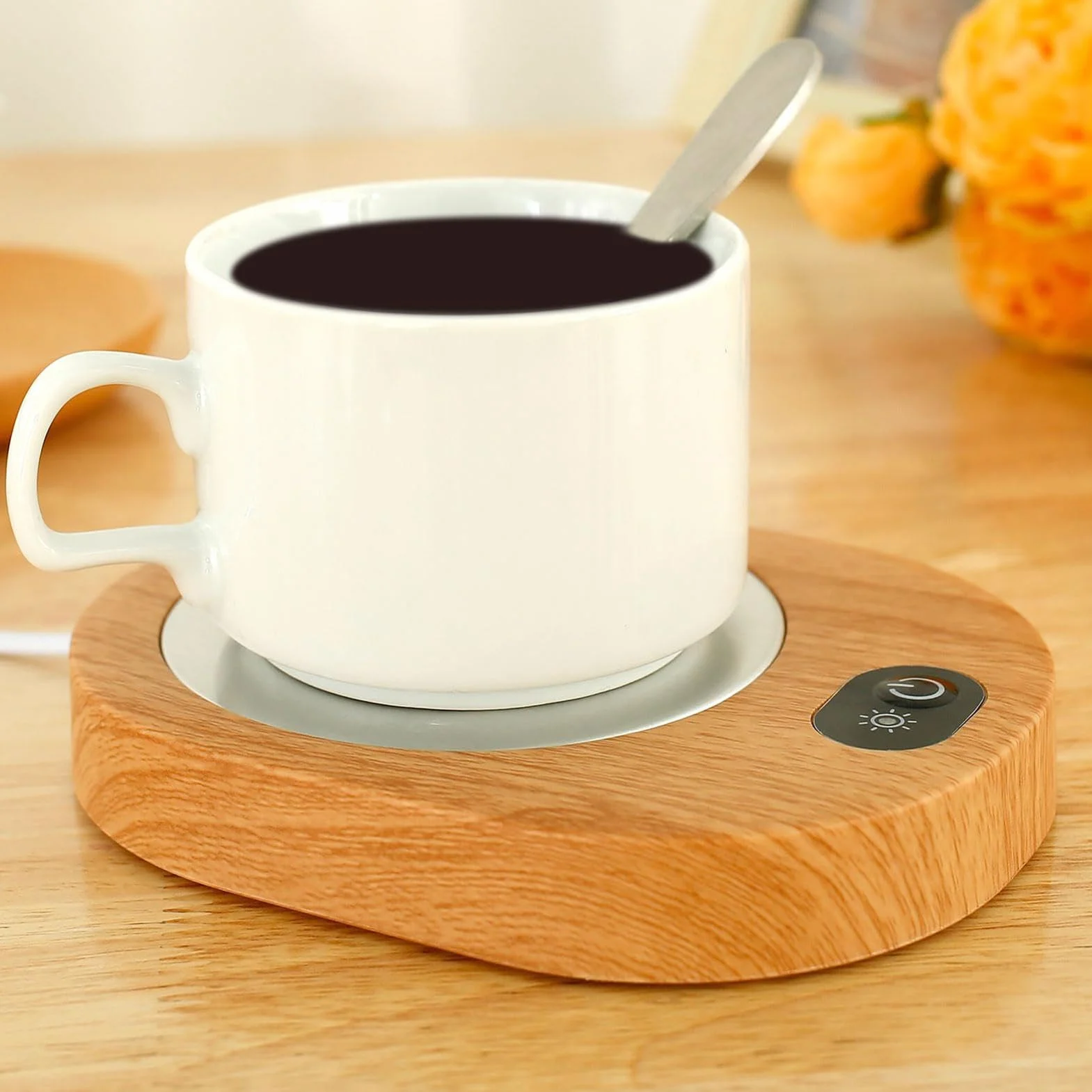 Scalda tazza da caffè, Scaldabicchieri a grano ricaricabile USB, Riscaldatore di tazza di legno sicuro, Pad elettrico della tazza di tè, Pad caldo della tazza di tè elettrico, Comodo sottobicchiere
