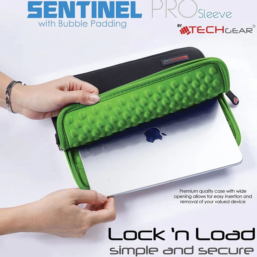 TECHGEAR Custodia Cover - Copertina protettiva manicotto in neoprene Sottile con interno antiurto bolle per il nuovo iPad Air 2019, Apple iPad 9.7", iPad Pro 11", iPad Pro 10.5", Air 2, iPad 4 - Verde