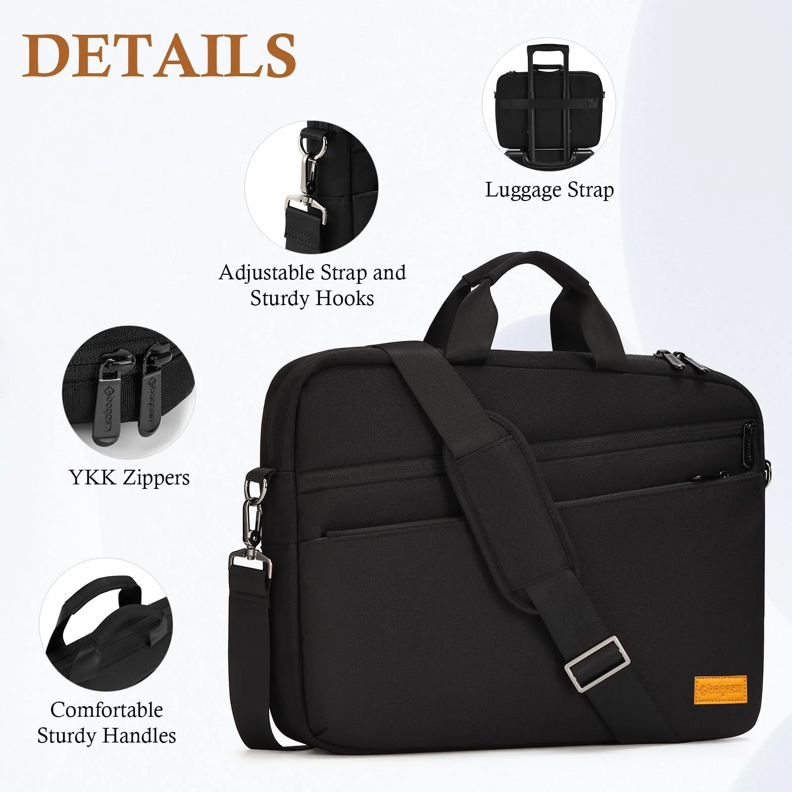 bagasin Borsa a Tracolla per PC, Borsa Messenger per Porta Laptop 15 15,6 16 Pollici, Custodia per PC Computer Portatile, Valigetta Tessuto Idrorepellente, Imbottita e Leggera
