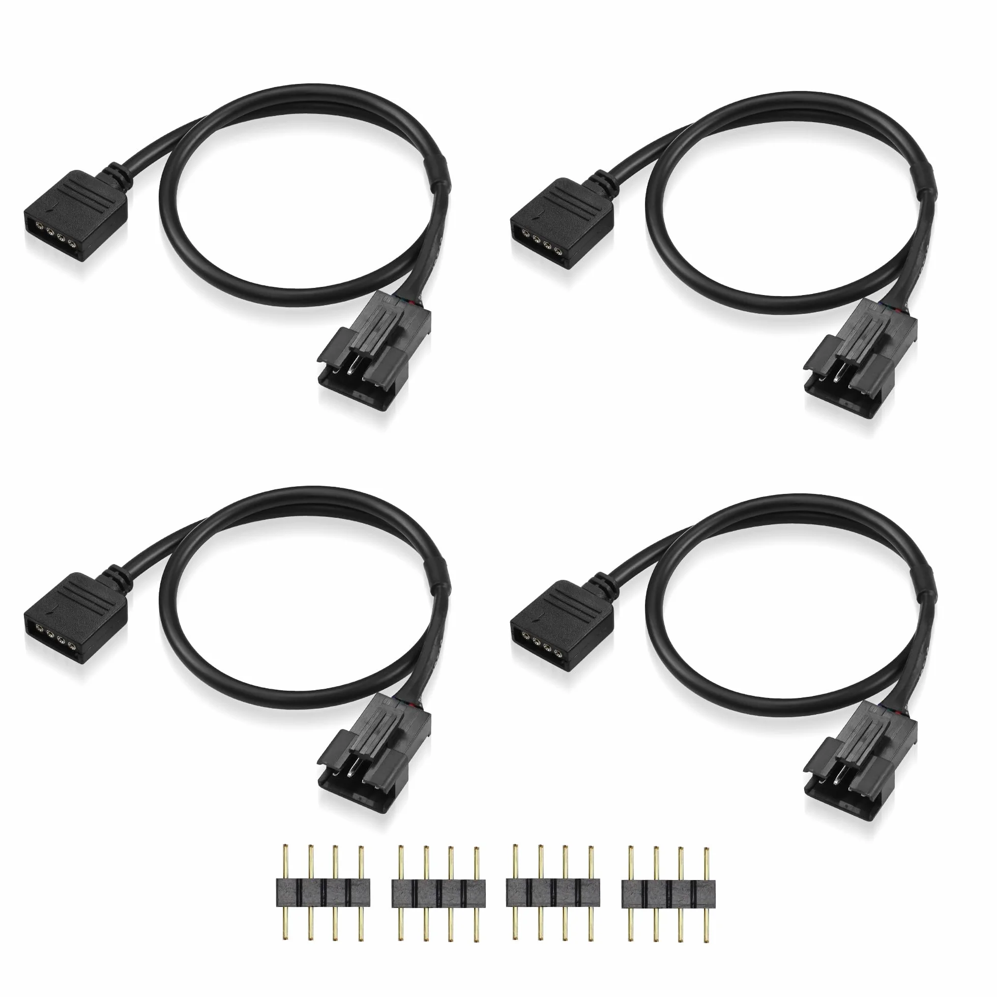 GINTOOYUN Cavo di Prolunga RGB a 4 Pin, 12 V, SM, ARGB, Adattatore per Computer Fan, Scheda Madre, Strisce LED (0,98 FT, 4 PCS) (Stile 1)