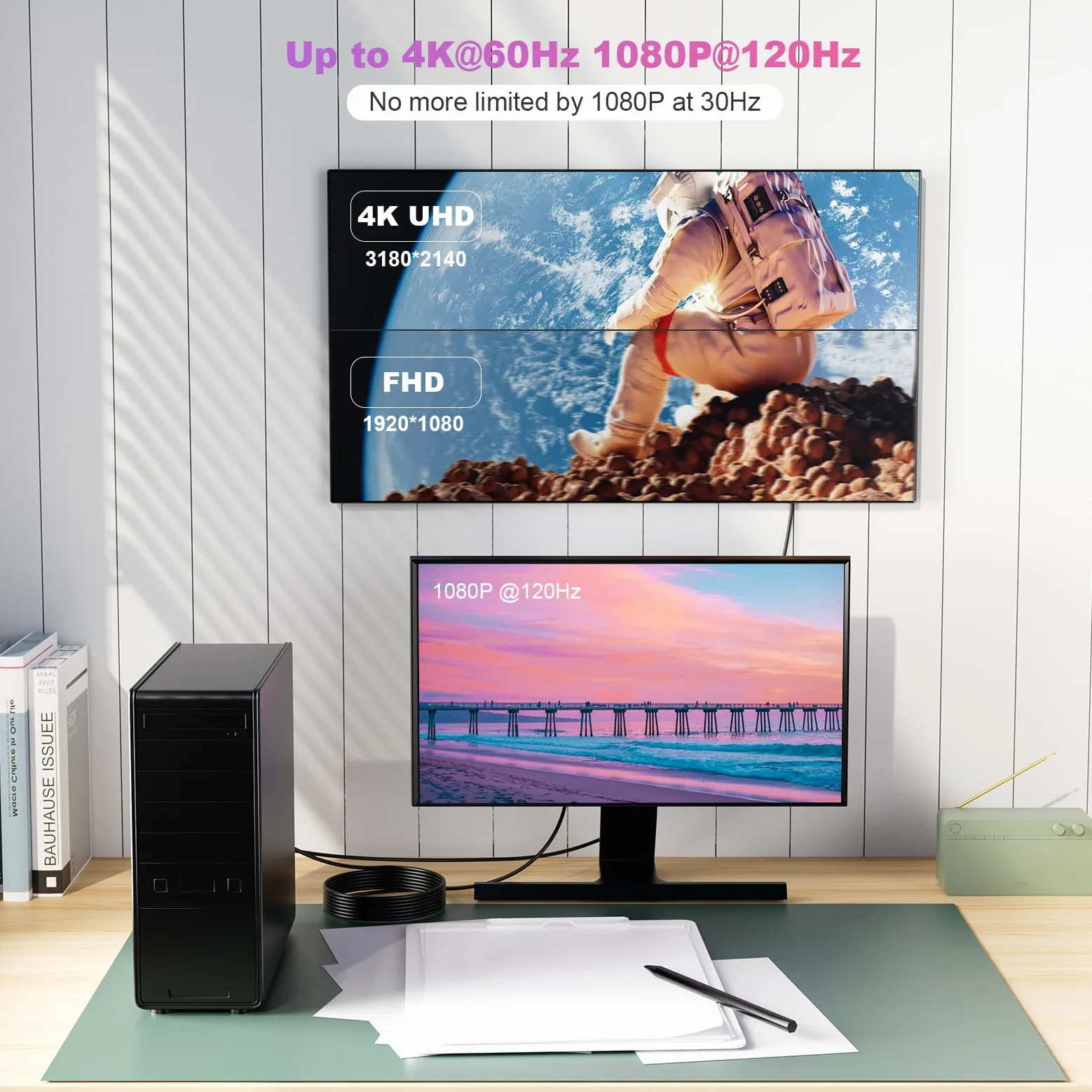 DisplayPort to HDMI Fiber Optic Cave, Active DP to HDMI Video Cord 4K@60H Uni-Directional, Supporto HDTV HDCP Self-detecting function for EDID information (A0107-10Meter)