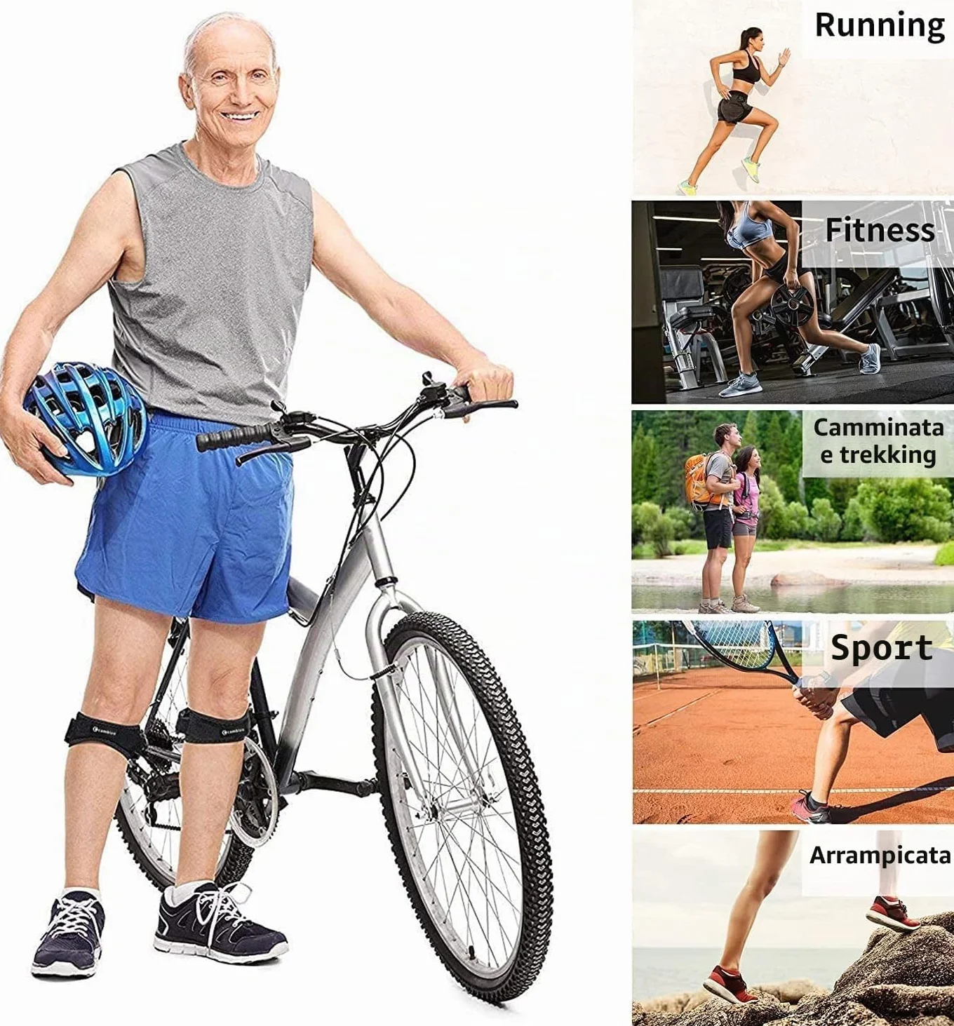 CAMBIVO Tutore Ginocchio Rotulea Regolabile 2 Pezzi, Ginocchiera Ortopedica con Cuscinetto di Compressione per Tendinite, Sport