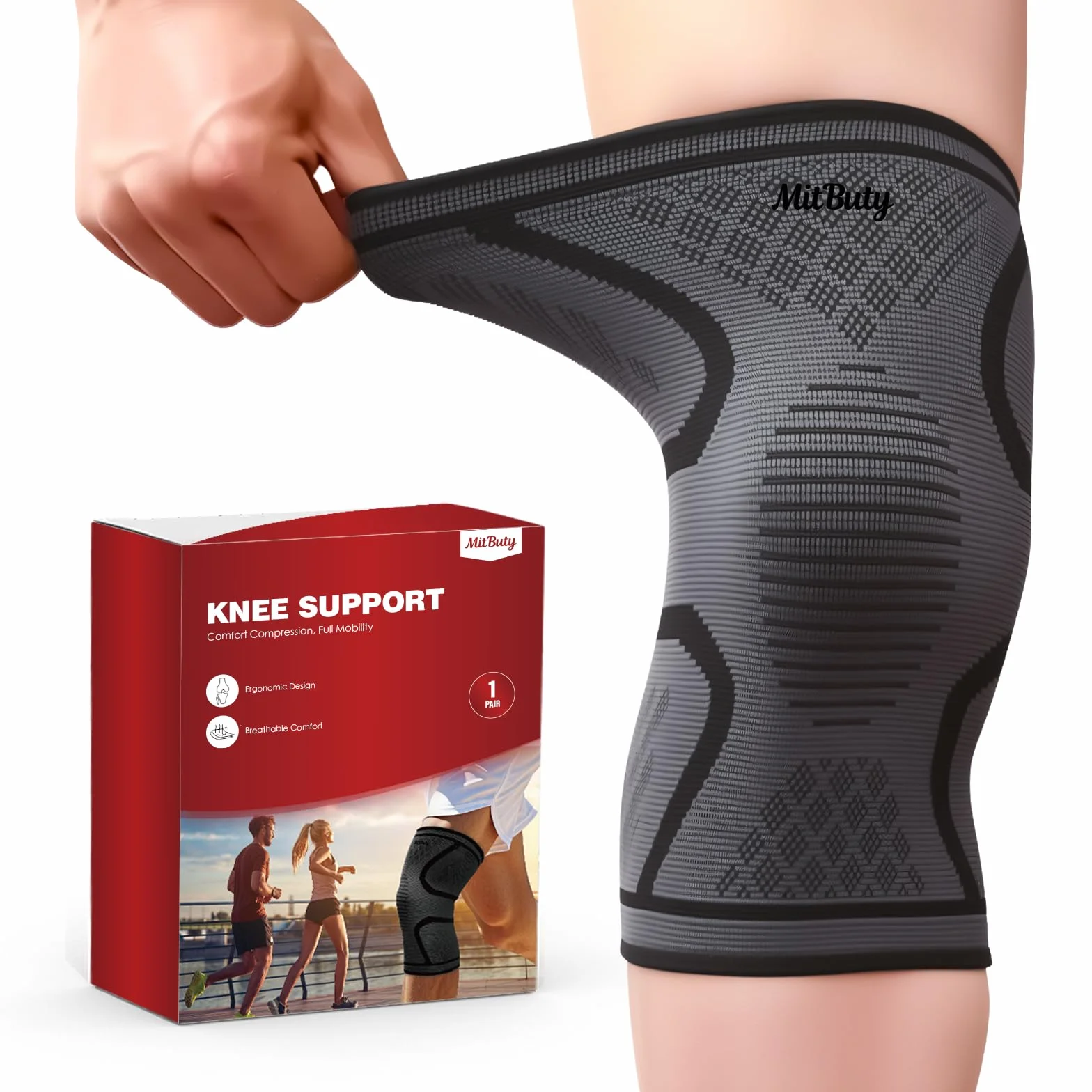 Ginocchiera Ortopedica Sportiva per Palestra Corsa Ciclismo Escursionismo - Set da 2 Tutore Ginocchio Fascia Uomo Donna (S: 35-41 cm)