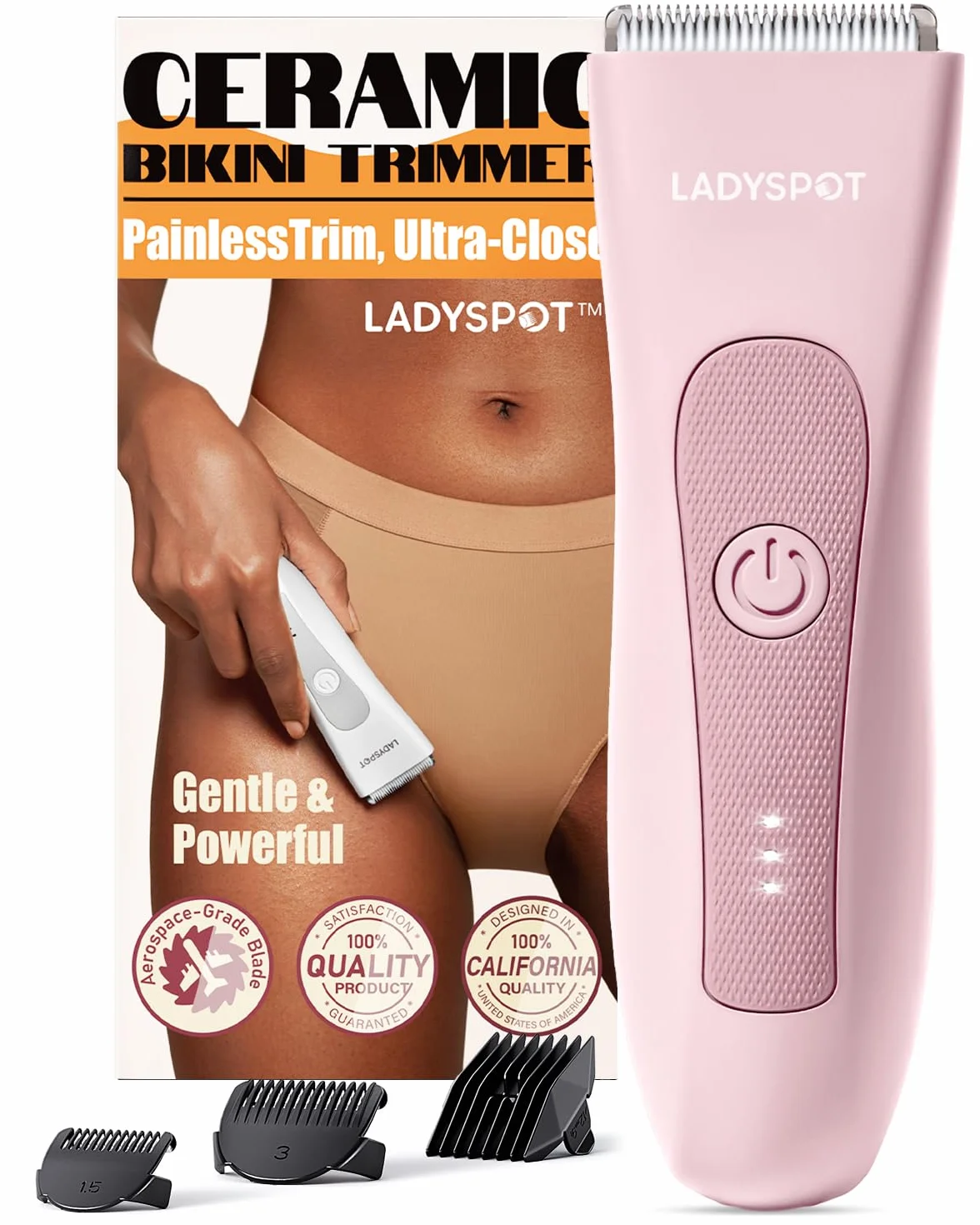 MANSPOT Depilatore Corpo Donna, Rasoio Elettrico Impermeabile con Testine in Ceramica Sostituibili (Rosa)