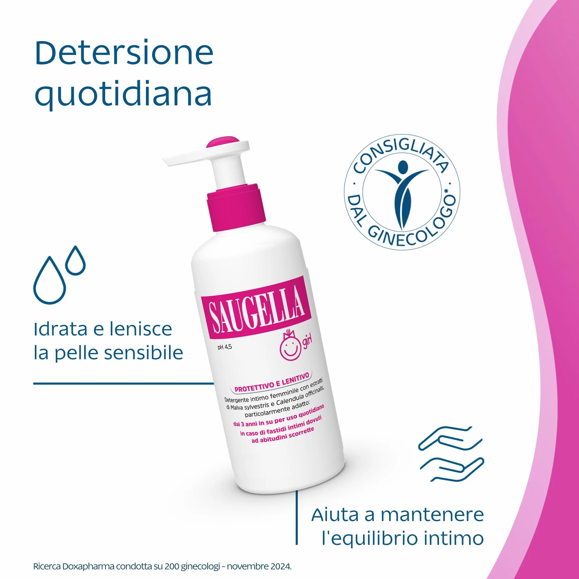 Saugella Girl Detergente Intimo Delicato pH 4.5 con Malva e Calendula 2x200 ml