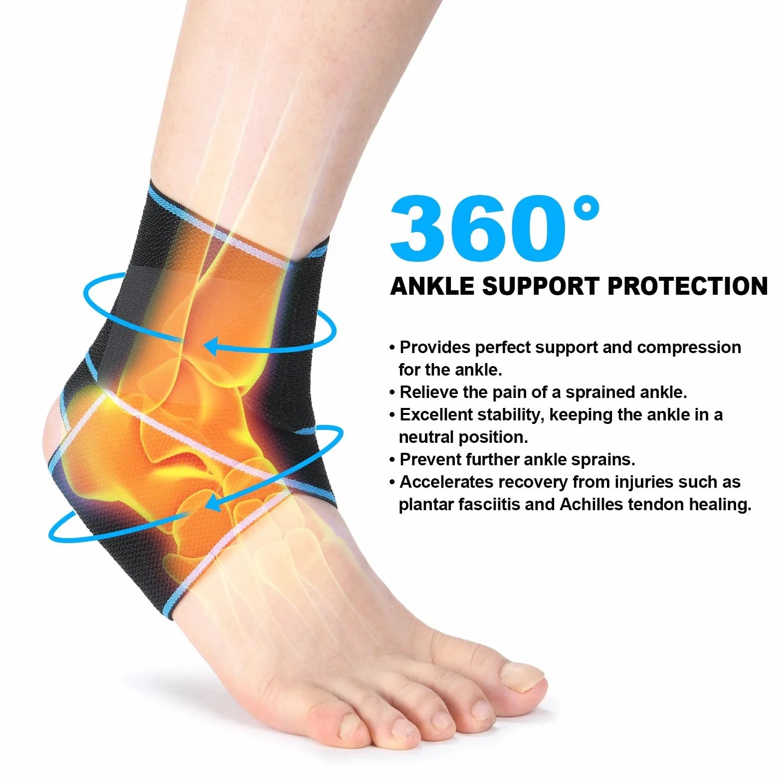 ACWOO Cavigliera Sportiva 2 Pezzi Tutore Caviglia Distorsione Supporto Regolabile Traspirante