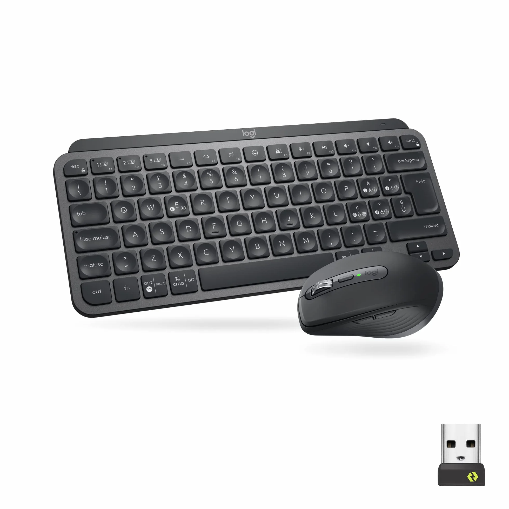 Logitech MX Keys Mini Combo for Business, compatto, tastiera e mouse senza fili, tecnologia Logi Bolt, Bluetooth, certificato Windows/Mac/Chrome/Linux - Grigio
