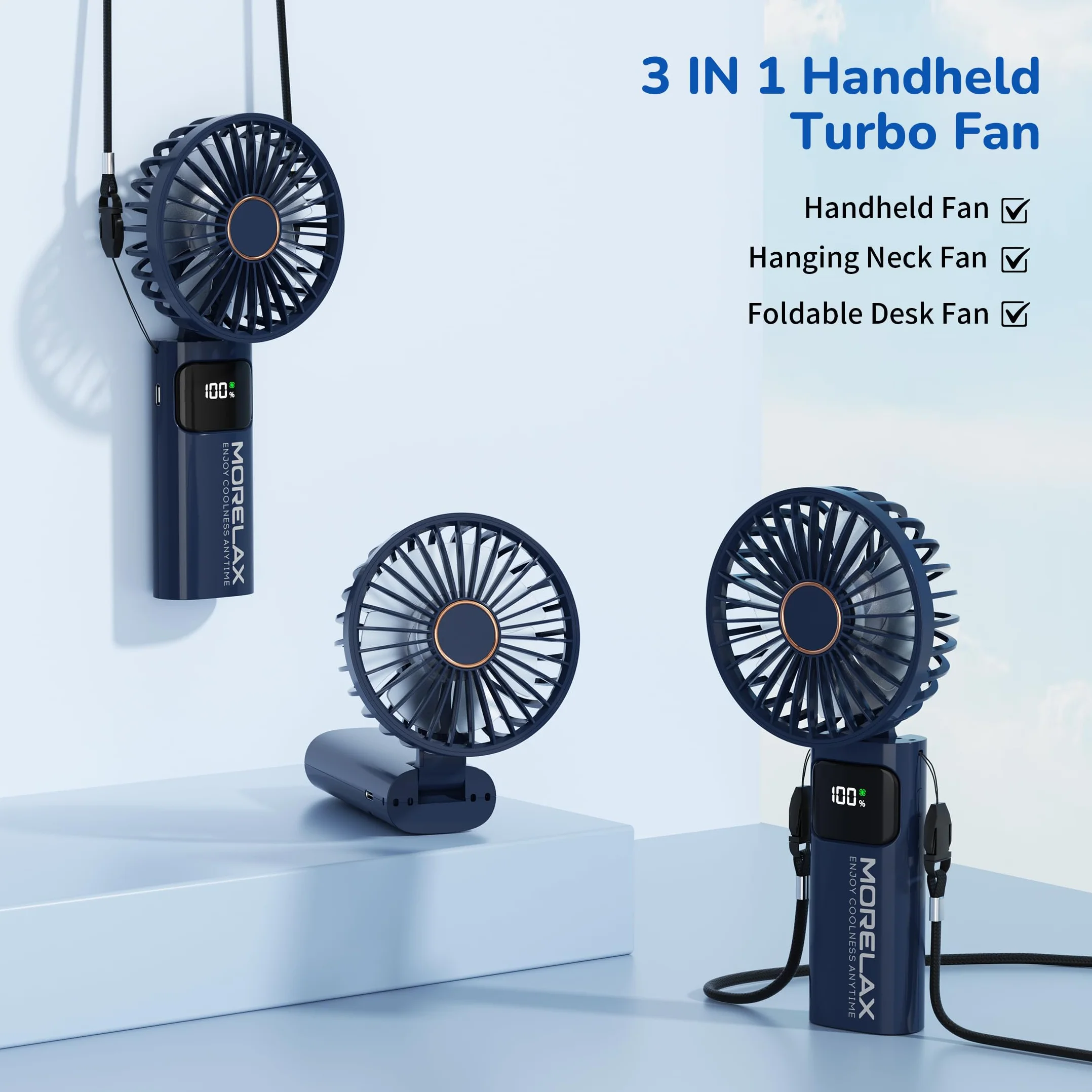 Ventilatore a Mano,Mini Ventilatore Portatile,5200mAh Ricaricabile,Piccolo Ventilatore Tascabile Con 6 Livelli di Velocità,Ventilatore USB Pieghevole a 180° per Casa,Ufficio,Scuola,Esterno, Blu