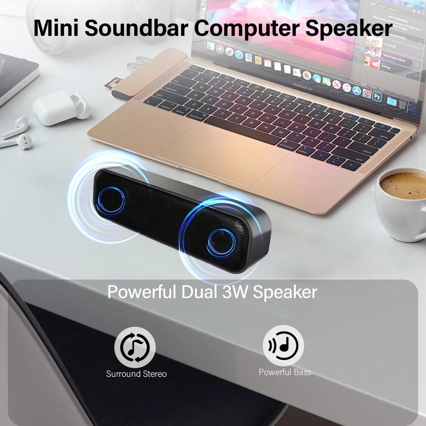 ZETIY - Altoparlante per PC, alimentazione USB, per portatile/PC Windows Mini sound-bar Plug and Play.