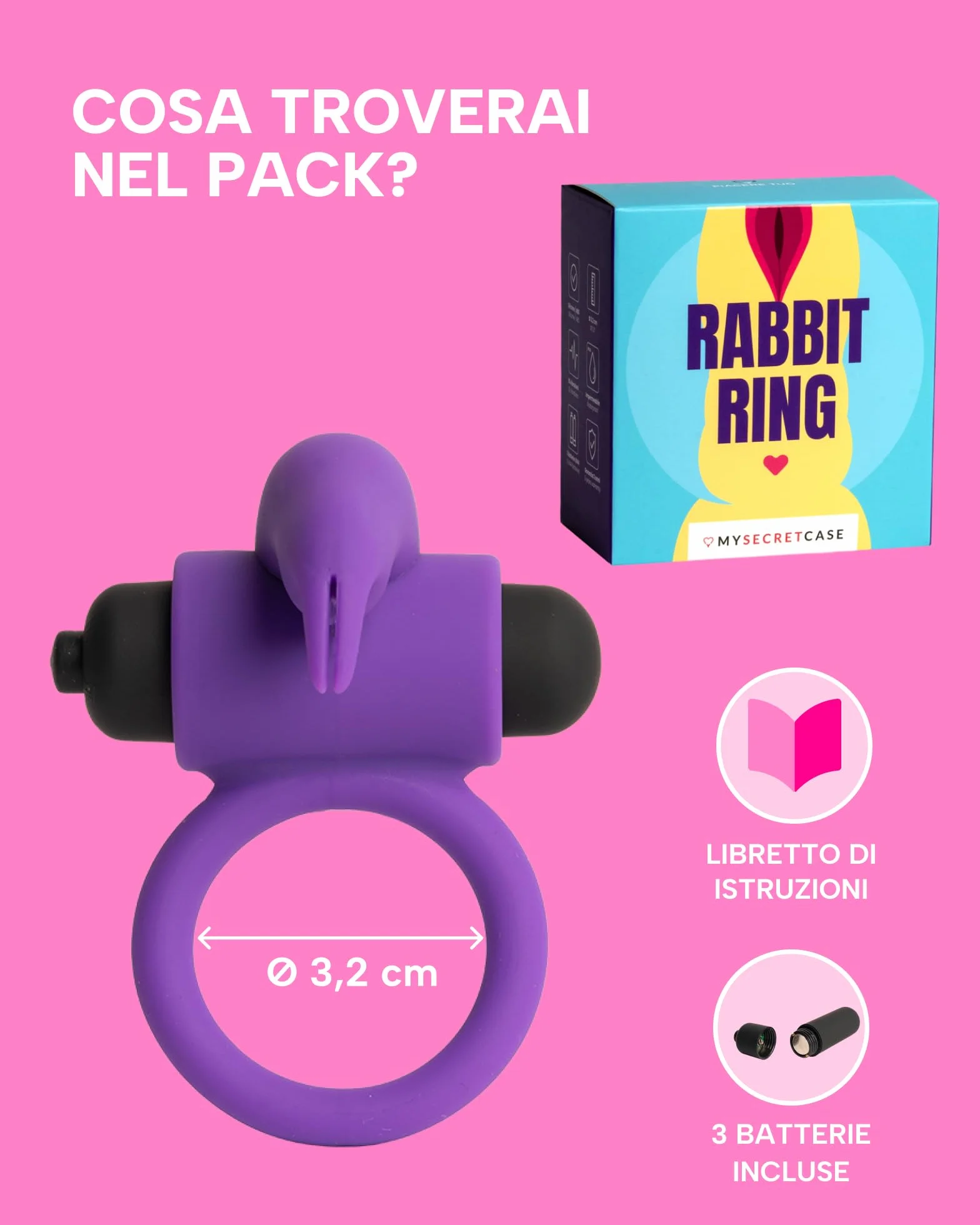 MySecretCase Anello Pene Uomo Sextoys - Anello Vibrante Per Lei E Lui, Cock Ring Vibratore Piccolo, Anello Per Erezione