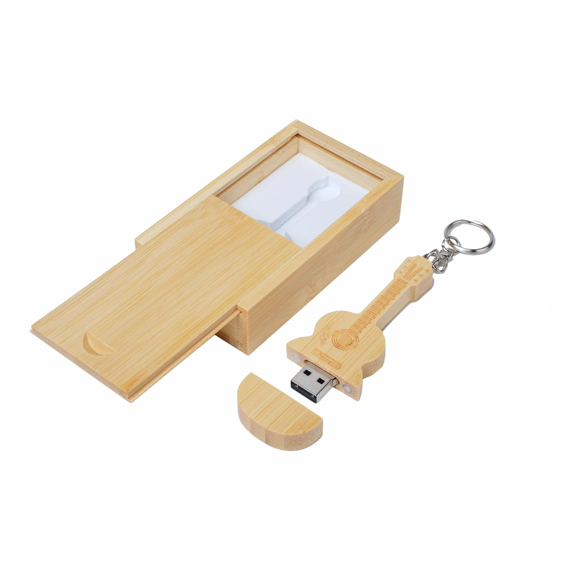 Chiavetta USB in legno di acero a forma di chitarra in scatola di legno Bamboo wood 2.0/8GB