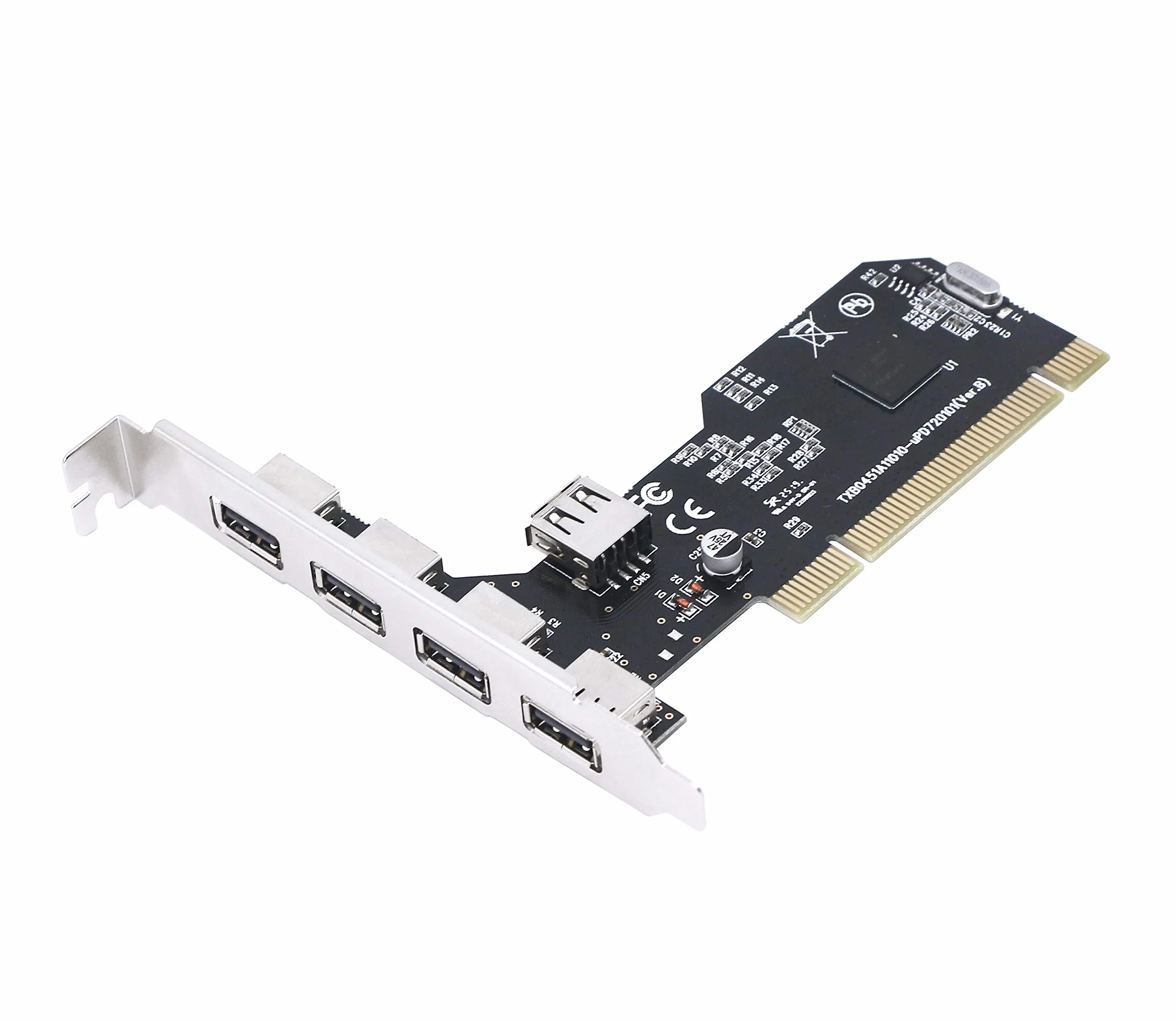 CERRXIAN Scheda di espansione PCI a USB 2.0 a 5 porte, scheda di espansione PCI USB per PC desktop, adattatore controller hub da PCI a USB 2.0