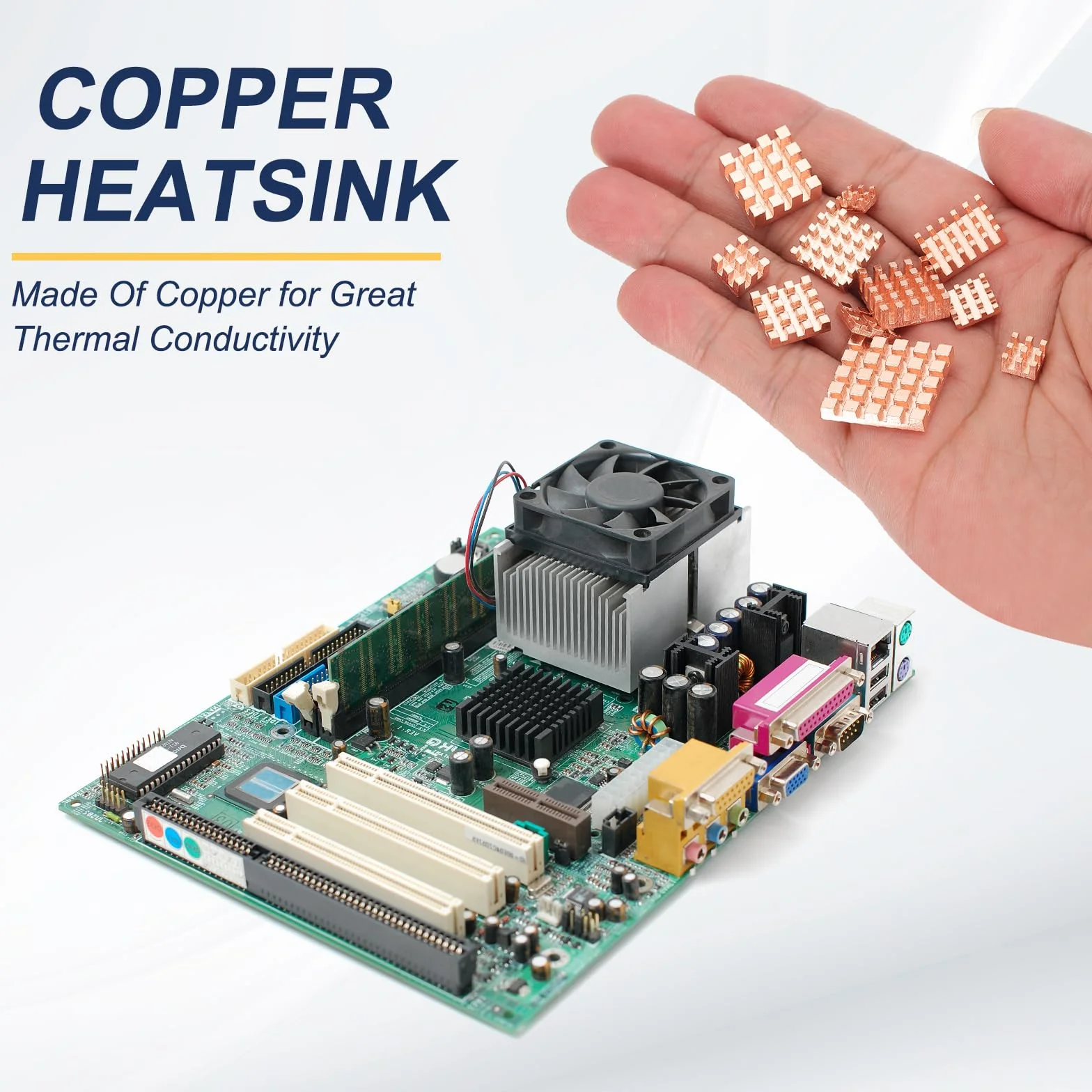 PATIKIL Dissipatore Di Calore In Rame 6x6x3mm, 8 Pc Dissipatore Radiatore Per Computer A Scheda Singola Chip CPU Power Transistor FET IC Amplificatore Di Potenza
