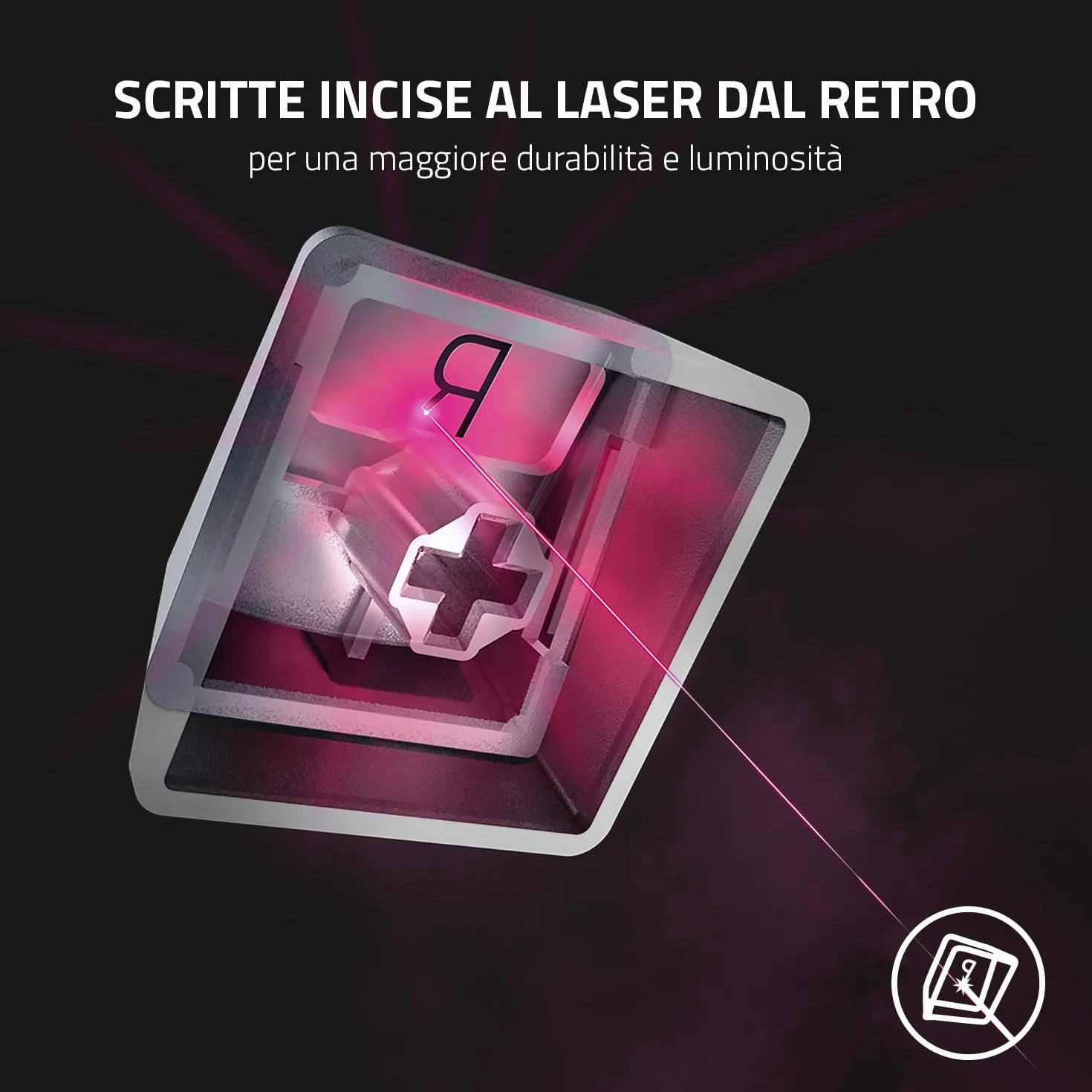 Razer Phantom Kit di upgrade dei tasti - Esclusivi tasti stealth con lati traslucidi che risplendono con l'illuminazione Razer Chroma RGB, US- & UK-Layout, Bianco