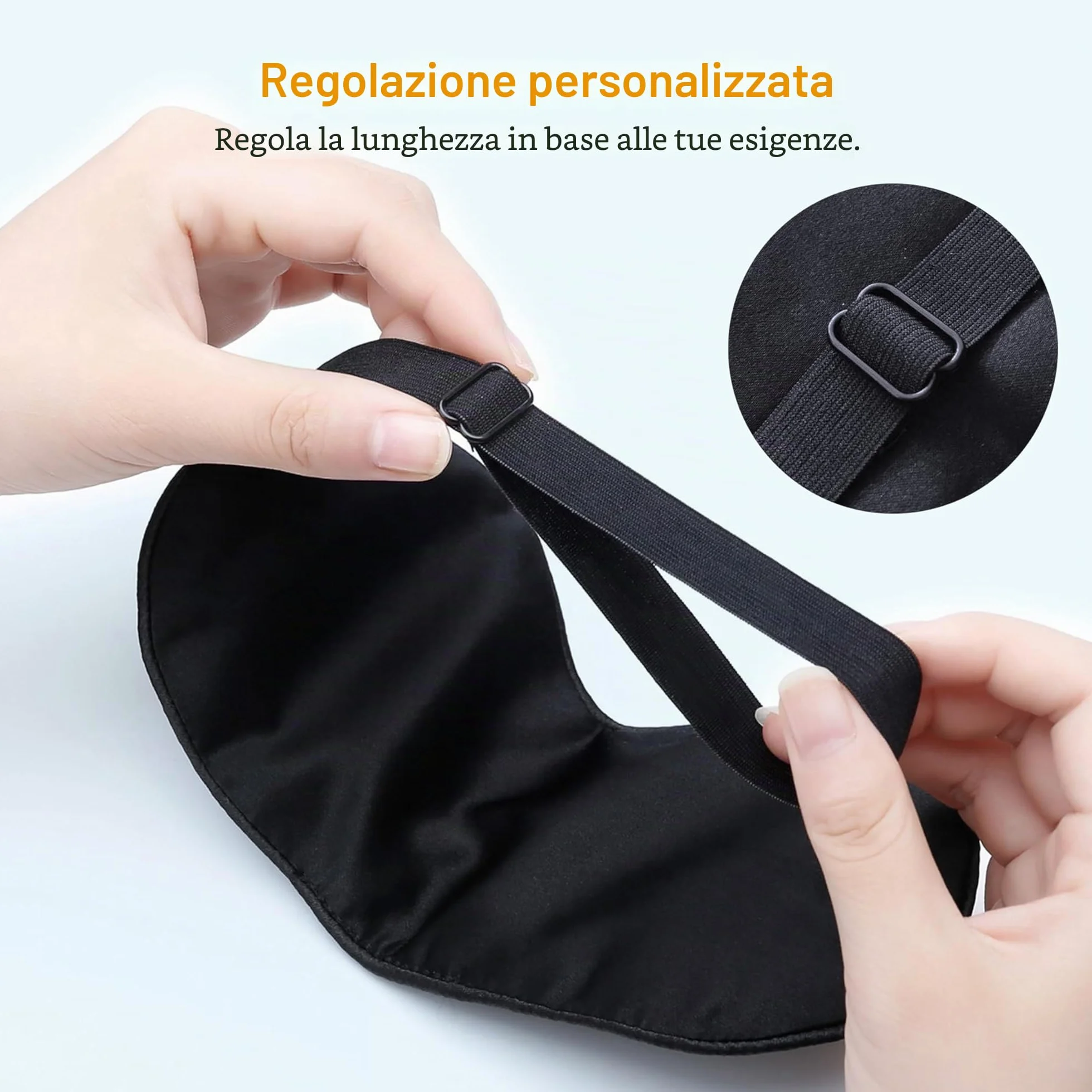 Gritin Mascherina per Dormire in 100% Seta Naturale Pura con Tappi per Orecchie e Cinghia Regolabile