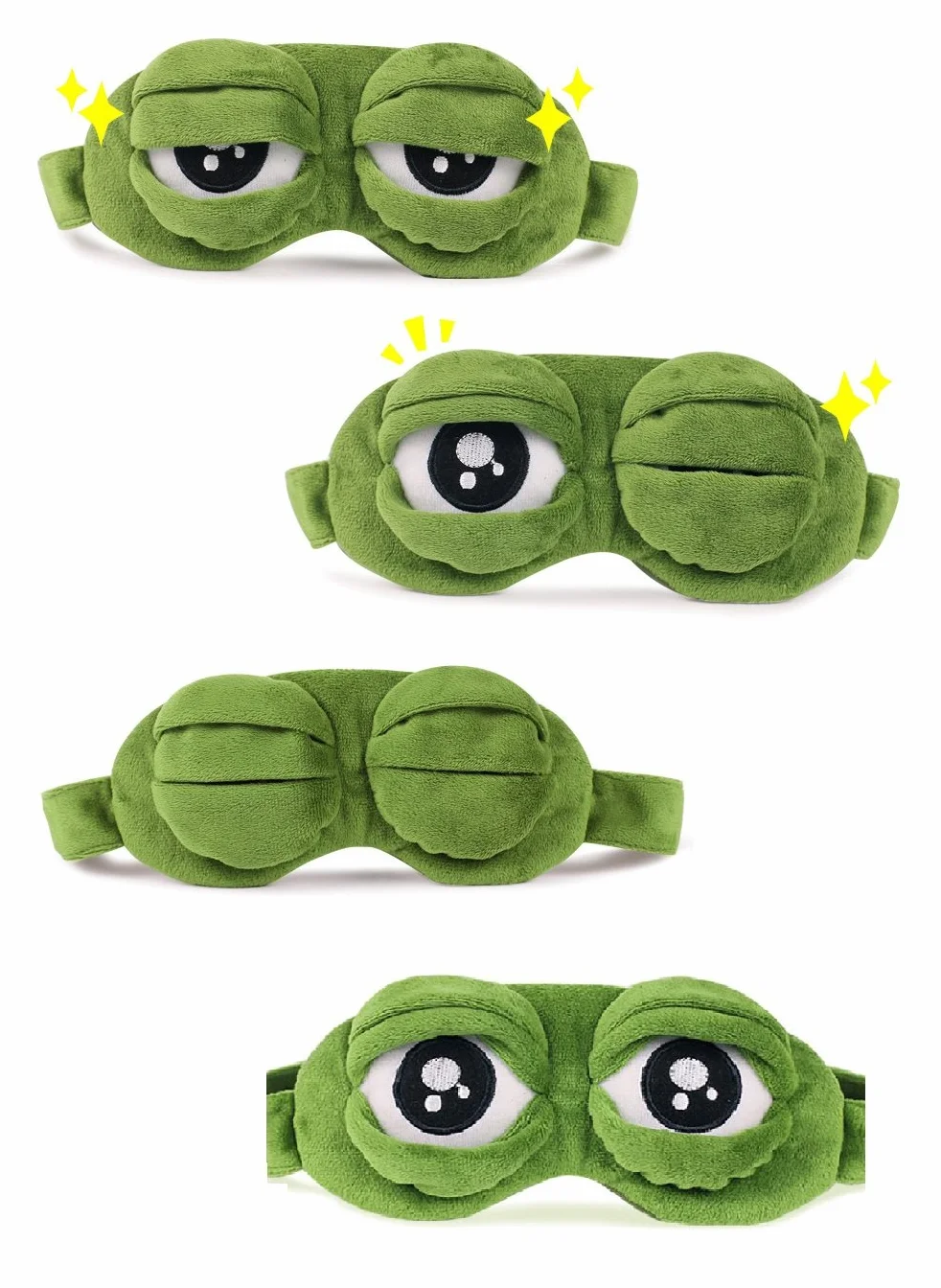 Mascherina per Dormire Fluff Divertente Cartone Animato Rana Copricapo Maschera di Viaggio del Sonno (Verde)