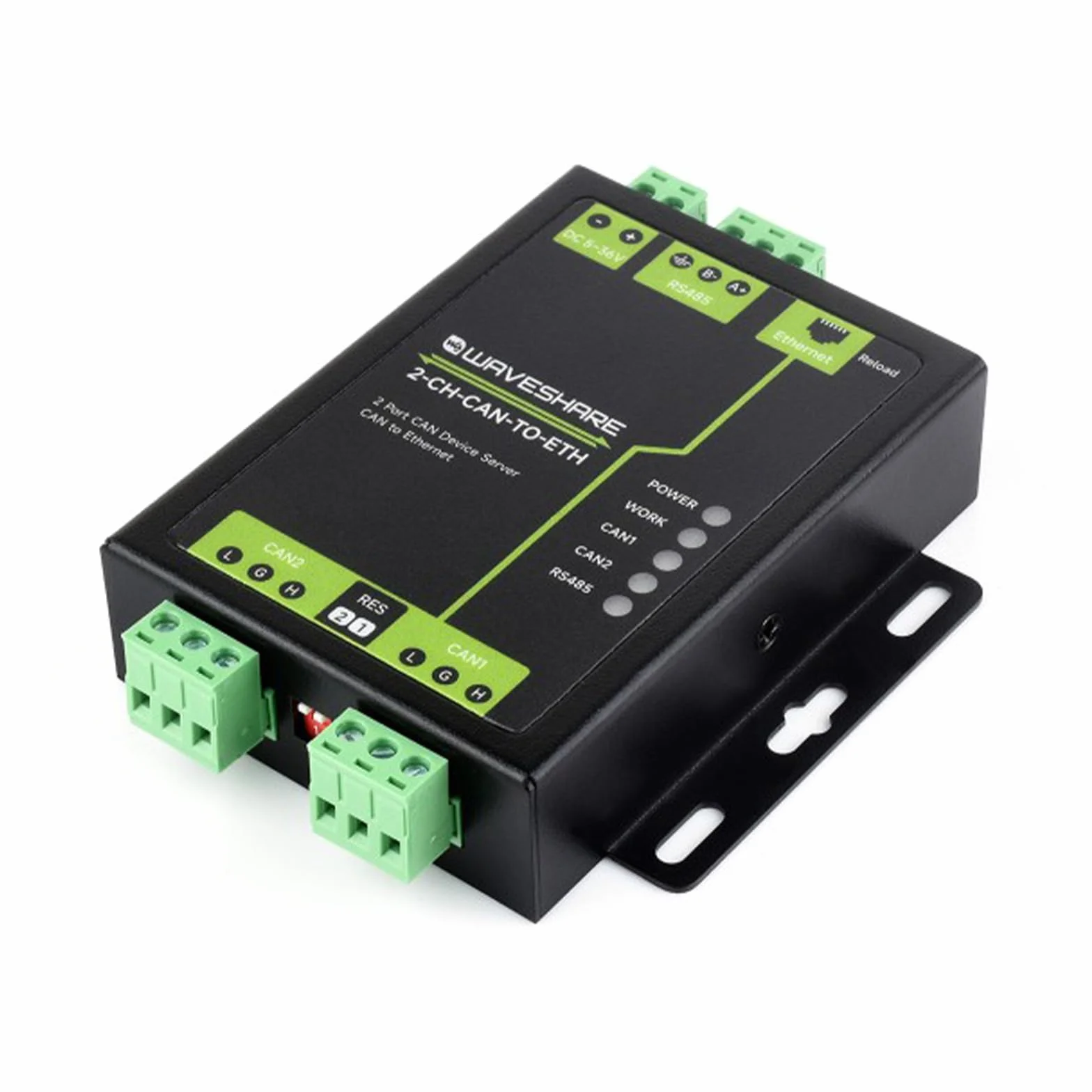 Grado industriale 2-Ch CAN a Ethernet Server 2-Ch CAN + RS485 + porta Ethernet Supporta CAN Repeater/CAN a RS485 Dual Socket Custodia in lega di alluminio Supporto da parete