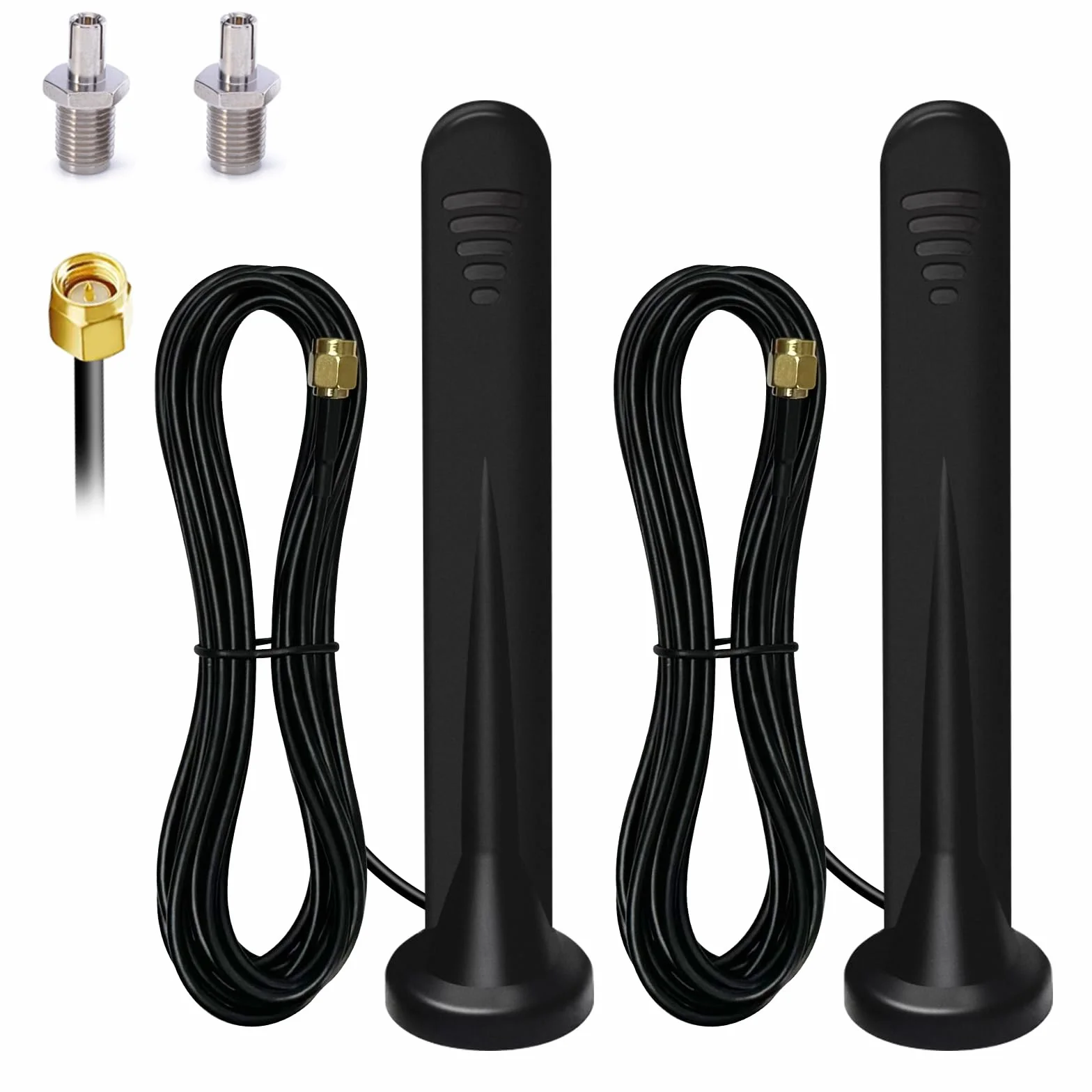 2 X 5G Antenna 4G Lte Esterna 15DBI Omnidirezionale Amplificatore Segnale Interni Esterni Impermeabile Connettore SMA con Porta TS9 Base Magnetica,600-6000 MHz,3G/4G/5G/GSM/GPRS/LTE/WiFi Universale-3M