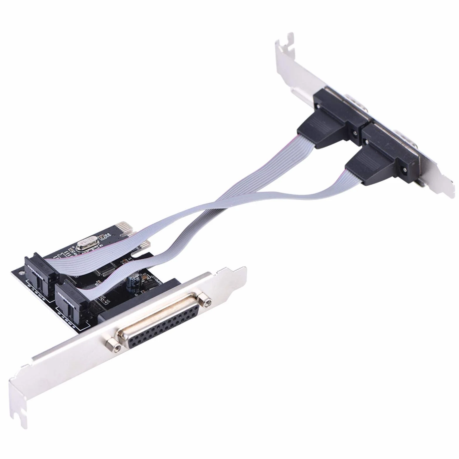 ASHATA Scheda Interfaccia PCI Express Seriale RS232 a 2 Porte, Porta Seriale PCI-E a Doppia Porta Seriale RS-232 + 1 per Porta LPT Parallela DB25, Adattatore Scheda Seriale RS232 PCIe per PC desktop