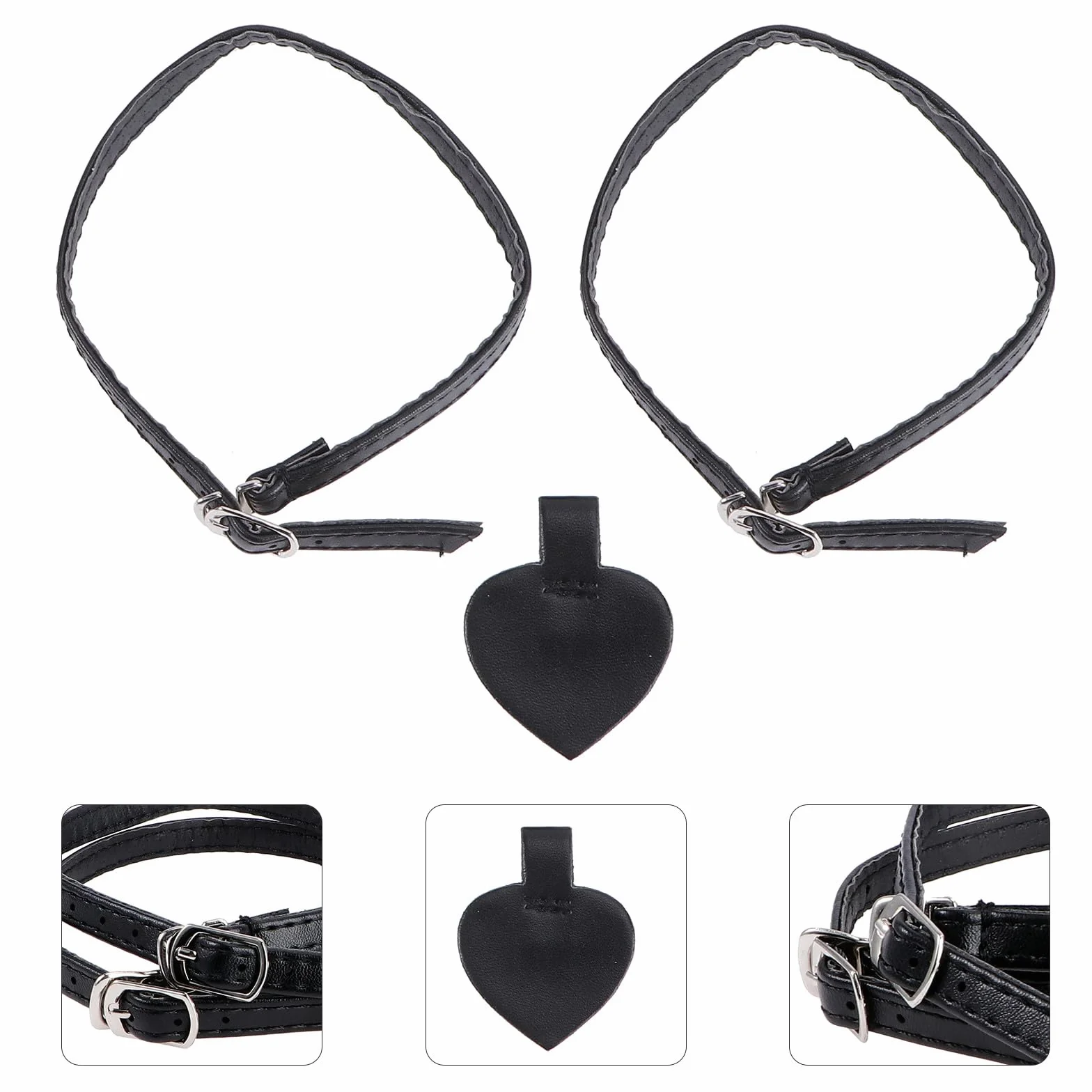 Set 2 Pezzi Cinturini per Scarpe Tacchi Alti in Pu Nero Opaco, Rivestimento Anti-allentamento Tallone e Lacci alla Caviglia Staccabili