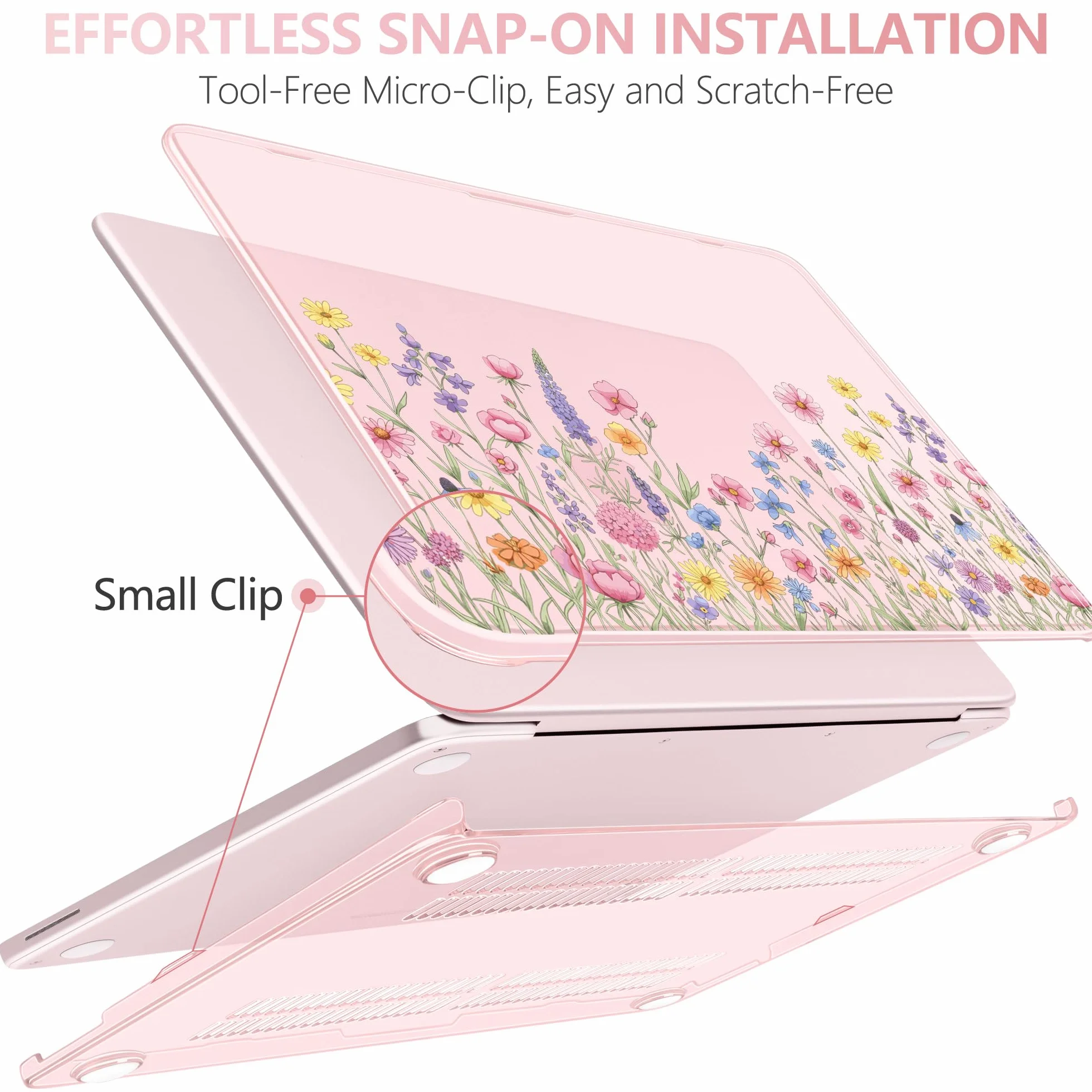 Custodia per MacBook Neo da 13 pollici modello 2026 modello A3404, motivo floreale fresco 1,2 mm, custodia rigida ultra sottile da 1,2 mm, set di accessori per laptop 6 in 1 per donne e