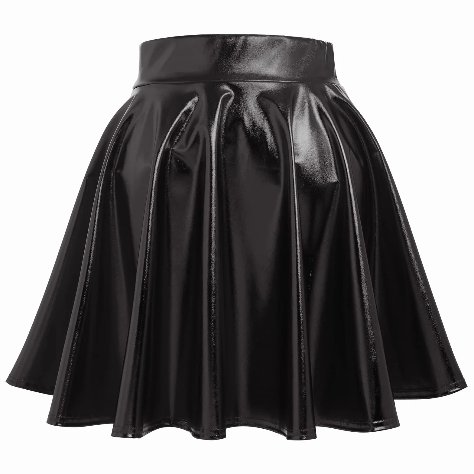 Mini gonna in pelle laccata olografica con glitter metallizzati