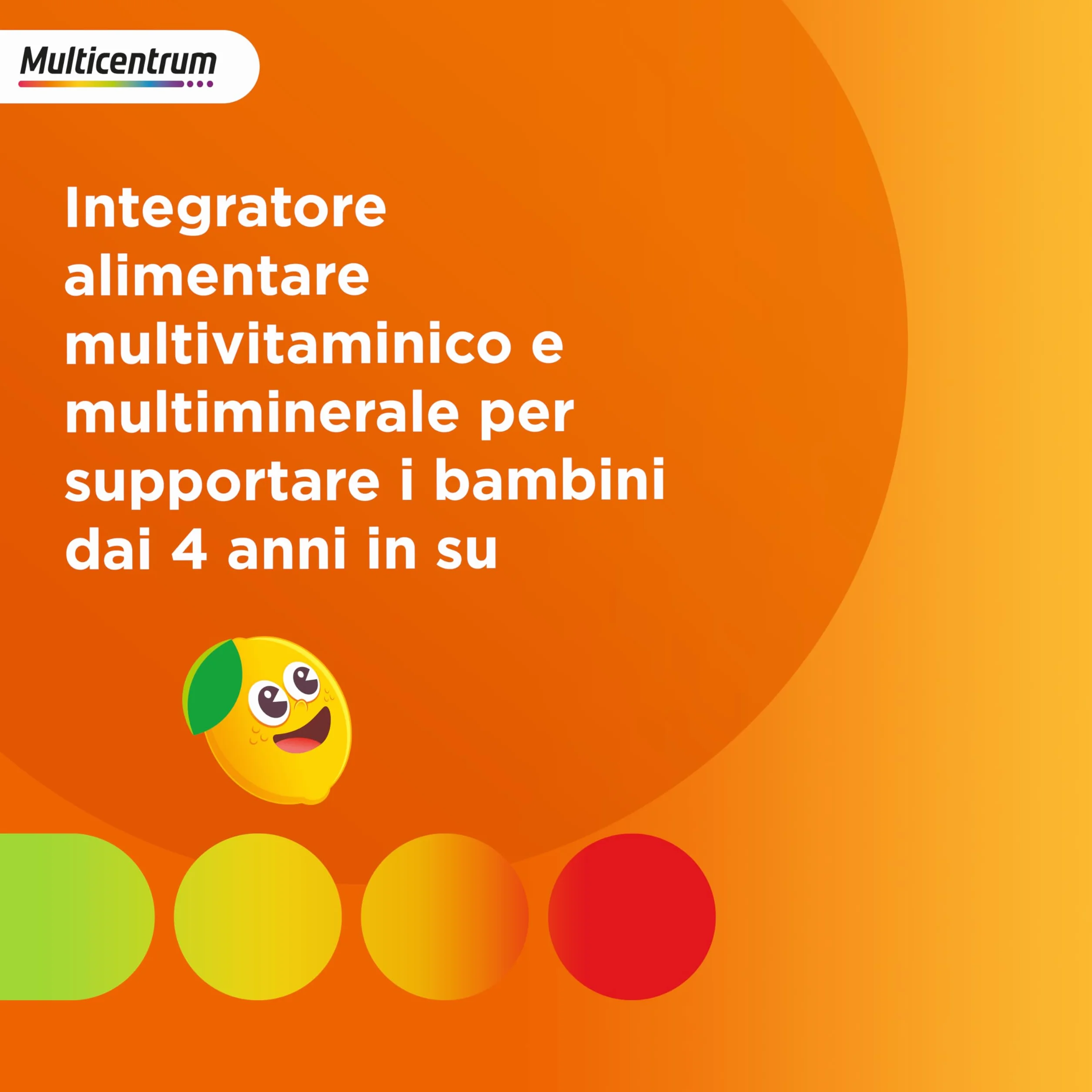 Multicentrum Junior Integratore Multivitaminico Completo 4+ Gusto Limone e Lampone 30 Compresse