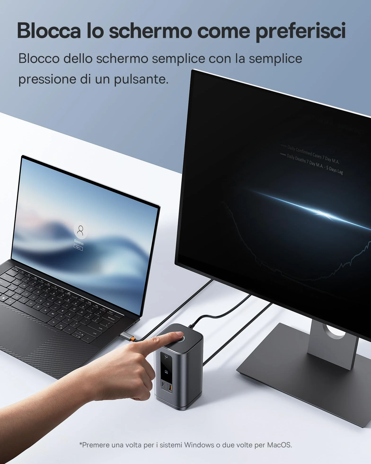 Baseus Spacemate 11 in 1 Docking Station 3 Monitor per Windows, con Display Intelligente, 4K HDMI/DP, 10Gbps USB-C/A, 100W PD, Ethernet，Audio, Compatibile con HP/Lenovo/Dell/Acer