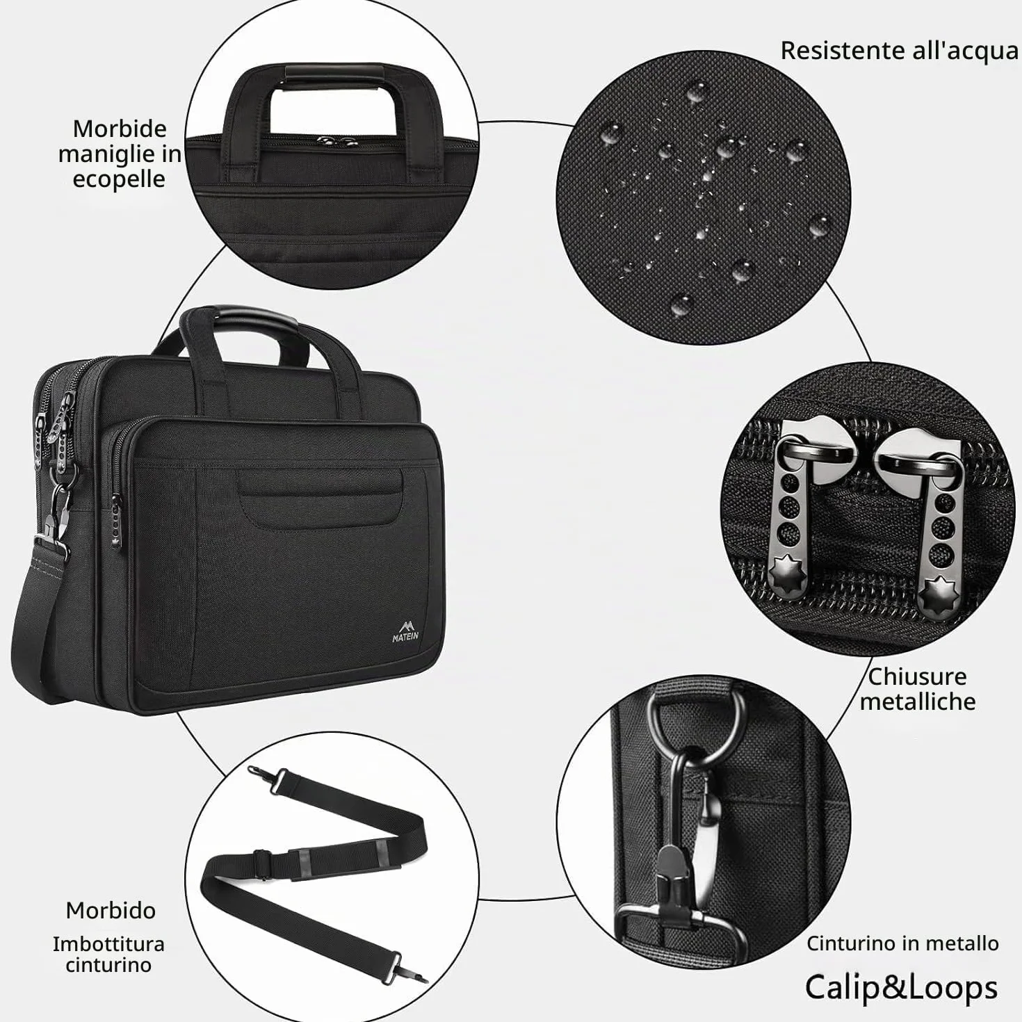 MATEIN Borsa Porta PC 17 Pollici, Borsa Lavoro Uomo Donna per Documenti, Tasca Antifurto e Tracolla Rimovibile, Multitasche con Fascia per Trolley, Custodia Notebook per Ufficio, Università e Viaggio
