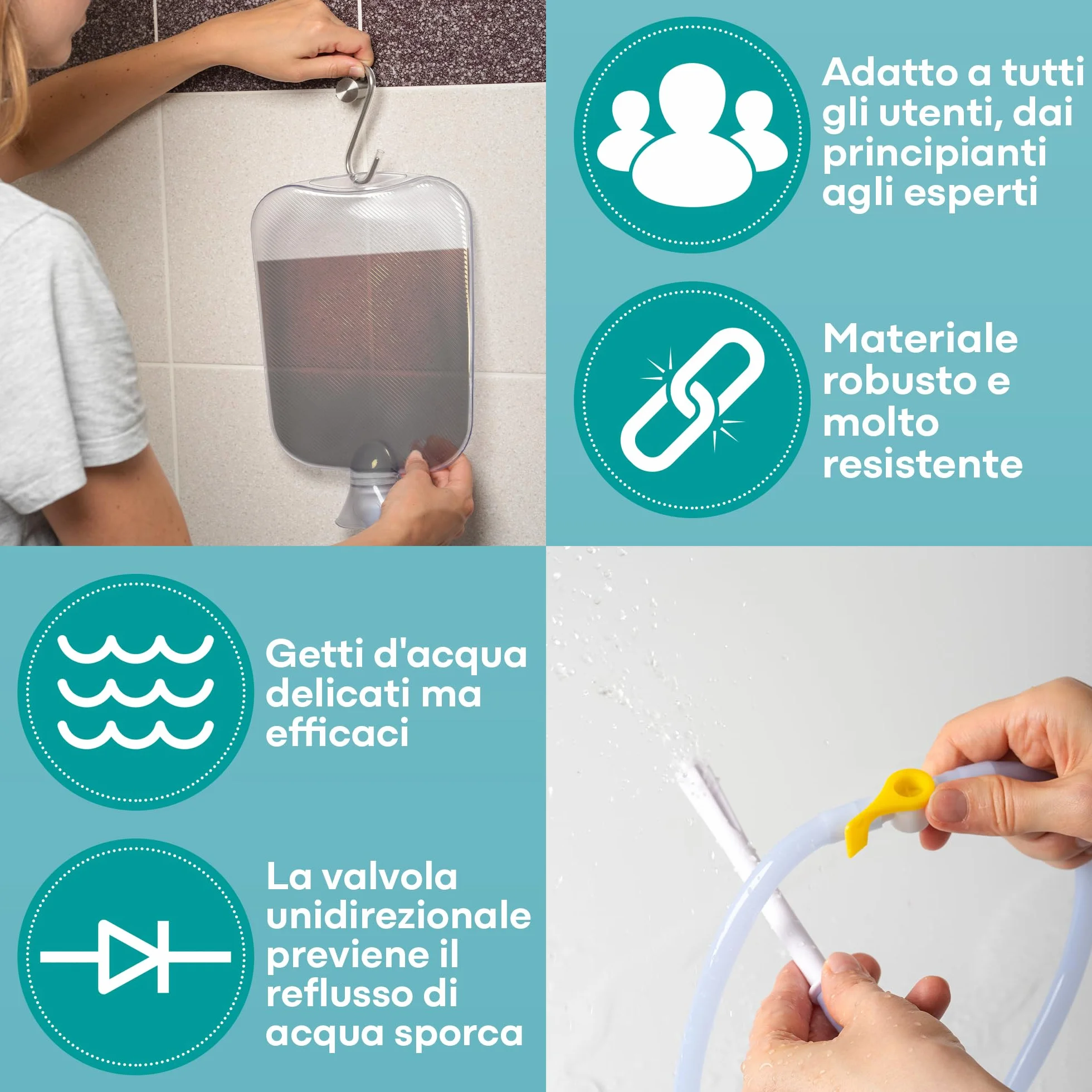 Medi Grade Kit per Pulizia Intima 2 Litri - Domestico - Clistere Riutilizzabile - Trasparente
