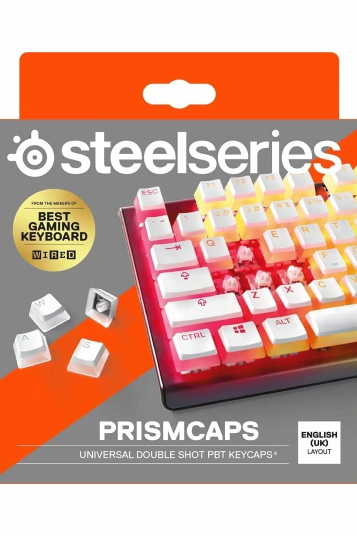 SteelSeries PrismCaps, Copritasti in stile pudding a doppio scatto, Robusta termoplastica PBT, Compatibile con la maggior parte delle tastiere meccaniche, Steli MX, Bianca (Layout UK)