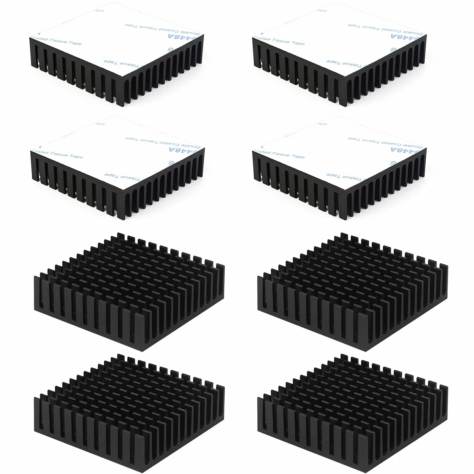 8 Pezzi Dissipatore di Calore in Alluminio 40mm x 40mm x 11mm Radiatore con alette di raffreddamento in alluminio dissipatore di calore per PC CPU Chips Vram -con Adesivo, Nero