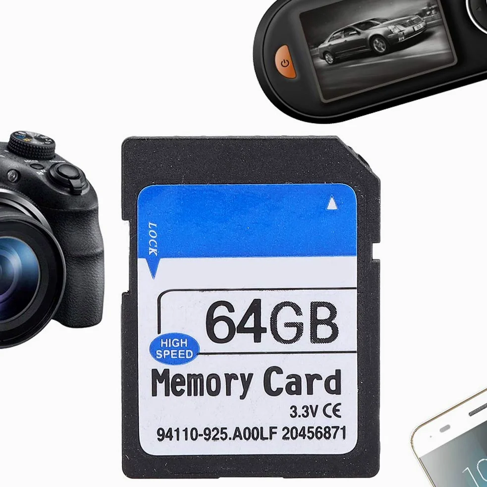 ciciglow Scheda di Memoria 1G/2G/8G/16G/32G/64G con Adattatore, Scheda di Memoria Ad Alta velocità 80-100M/S, di TF per Macchina da Gioco SLR Pro MP3 MP4 (64G)