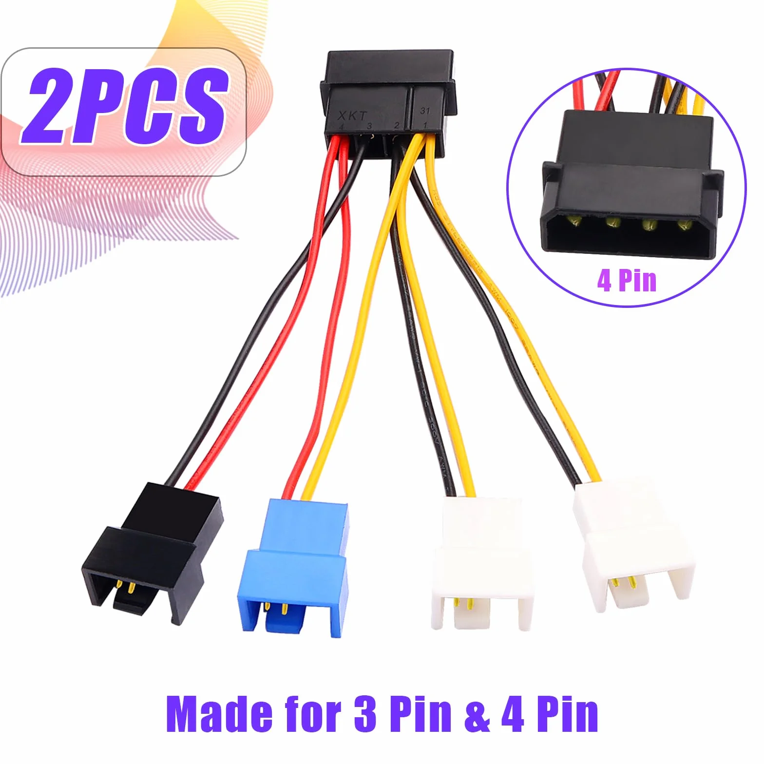 Splitter cavi controllo ventola 4 poli 4/3 pin 3 impostazioni velocità 12V/7V/5V computer