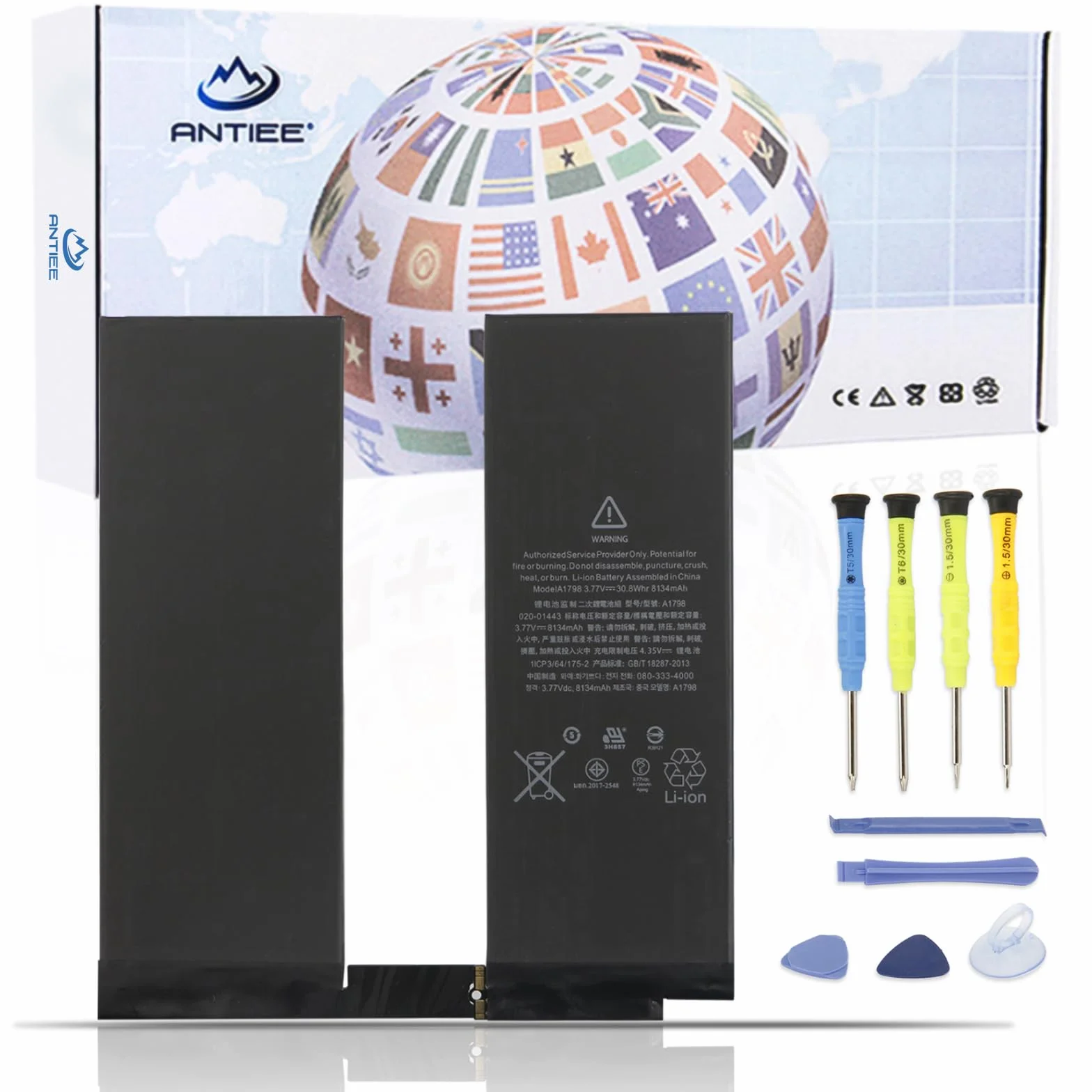ANTIEE A1798 Batteria per iPad Pro 10.5 EMC 3140 3141 Wi-FI/Cellular MQDW2LL/A MPF02LL/A MPGJ2LL/A MQDT2LL/A MPDY2LL/A MPGH2LL/A MQDX2LL/A MPF12LL/A MPGK2LL/A MQDY2LL/A A1701 A1709 A1852