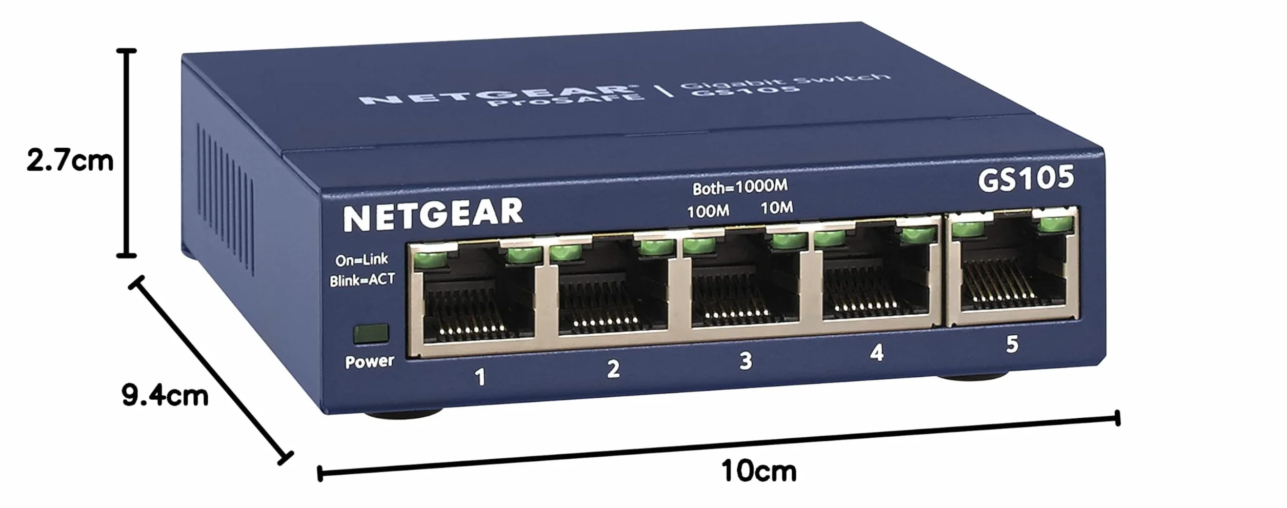 NETGEAR Switch Ethernet 5 porte Unmanaged (GS105GE), Switch Ethernet con opzioni di Montaggio Desktop o a parete e assistenza limitata a vita