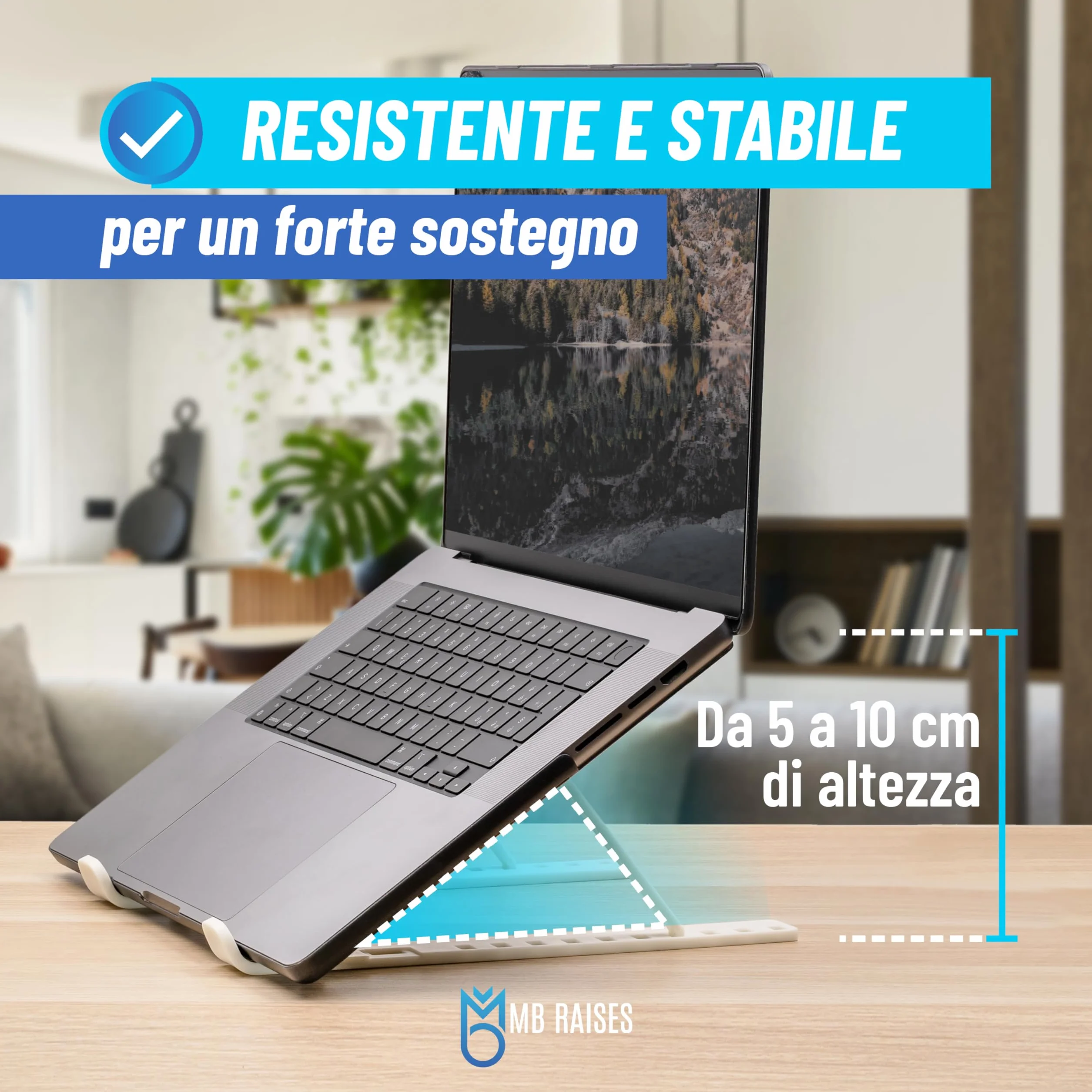 Supporto Pc Portatile, Gommini Antiscivoli, Supporto Tablet Con 10 Livelli Di Altezza, Piccolo E Pratico, Ventilazione e Dissipazione del Calore, Bianco