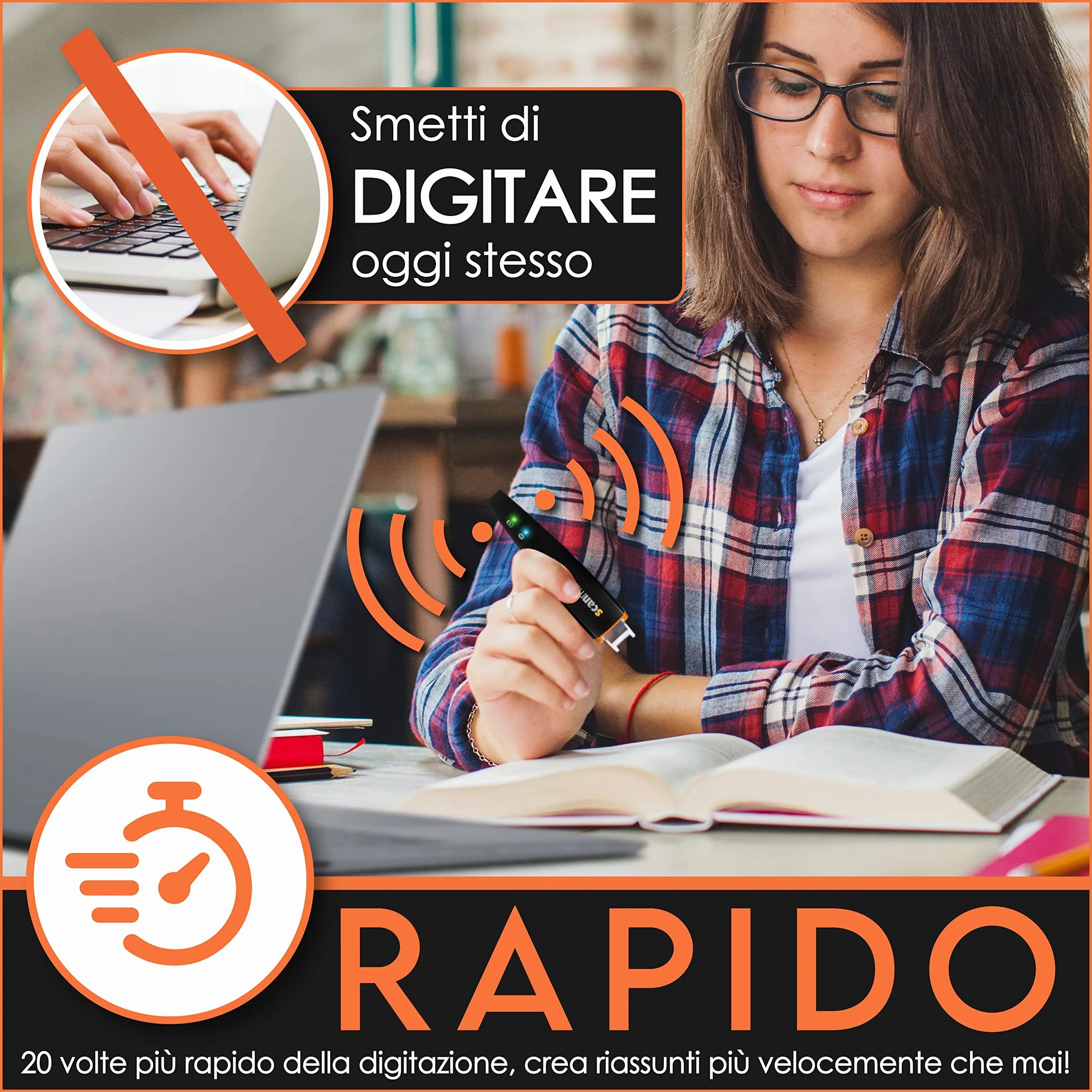 Scanmarker Air Penna Scanner e Traduttore Multilingue per Dislessia, Studenti, Professionisti - Compatibile Mac, Windows, iOS, Android, Nero