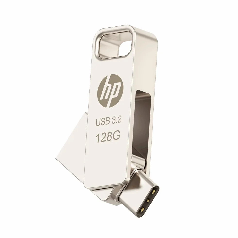 HP 128GB x206c USB OTG 3.2 Tipo-C/Tipo-A Unità Flash in Metallo, fino a 120MB/s in lettura