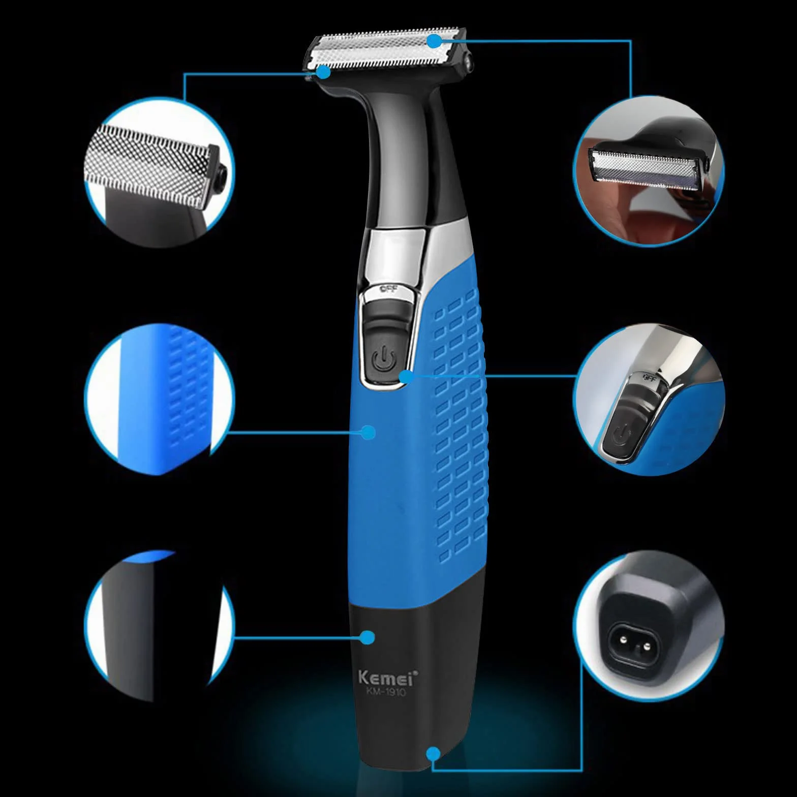 Rasoio elettrico impermeabile ricaricabile USB senza fili per barba viso sopracciglia uomo donna