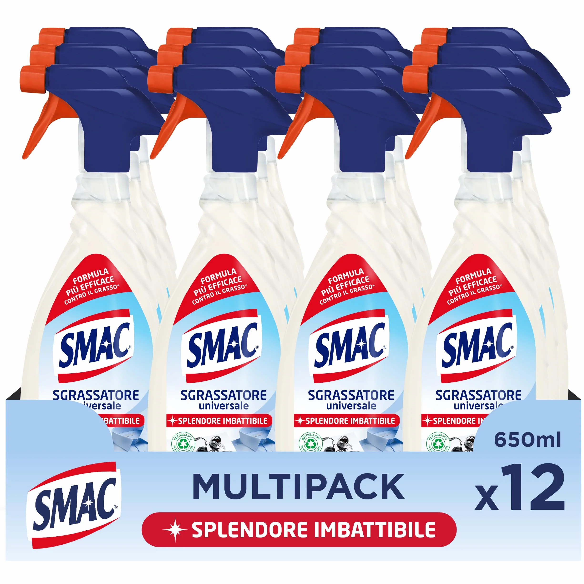 Smac Sgrassatore Universale Detergente Spray Multisuperficie 650 ml x 12 Pezzi