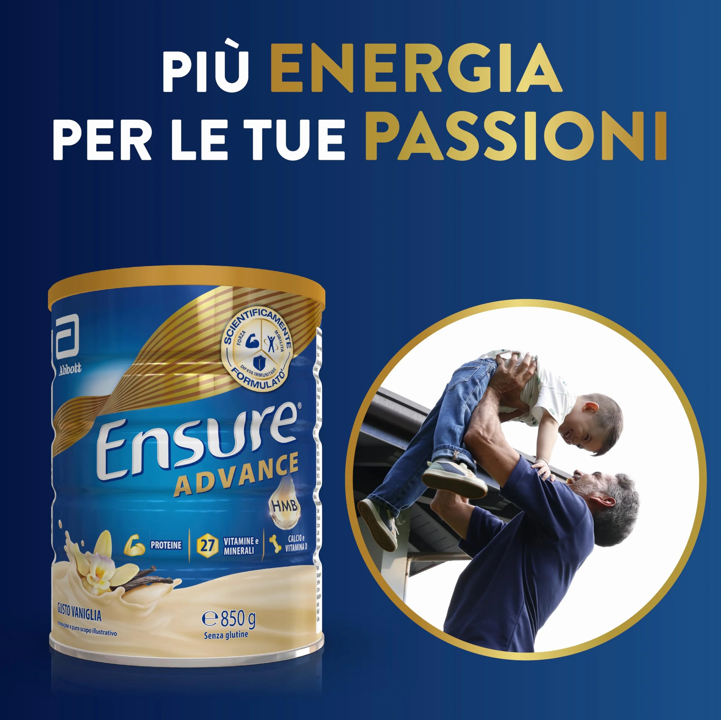 Ensure Advance Proteico in Polvere 850g Gusto Vaniglia 27 Vitamine e Minerali HMB