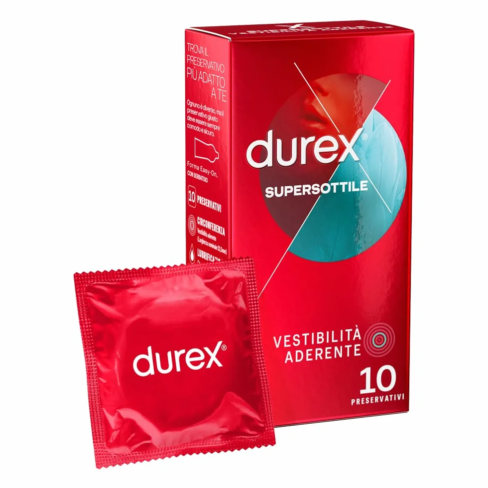 Durex SuperSottile Preservativi Vestibilità Aderente 10 Profilattici