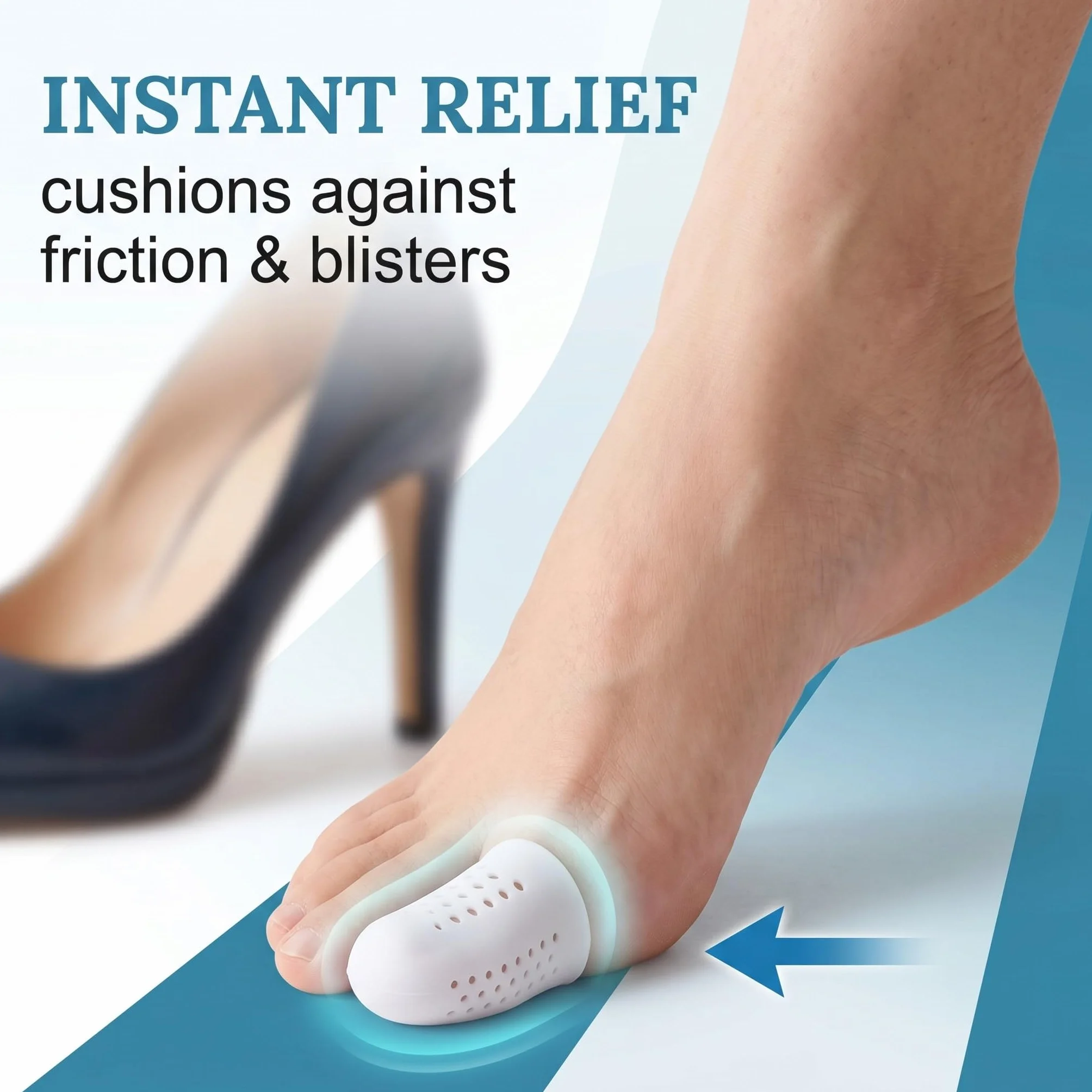 Proteggi Dita Piedi in Silicone, Protezione Traspirante per Vesciche Calli e Duroni, Copri Dita per Alluce e Mignolo, Kit 2 Taglie Bianco