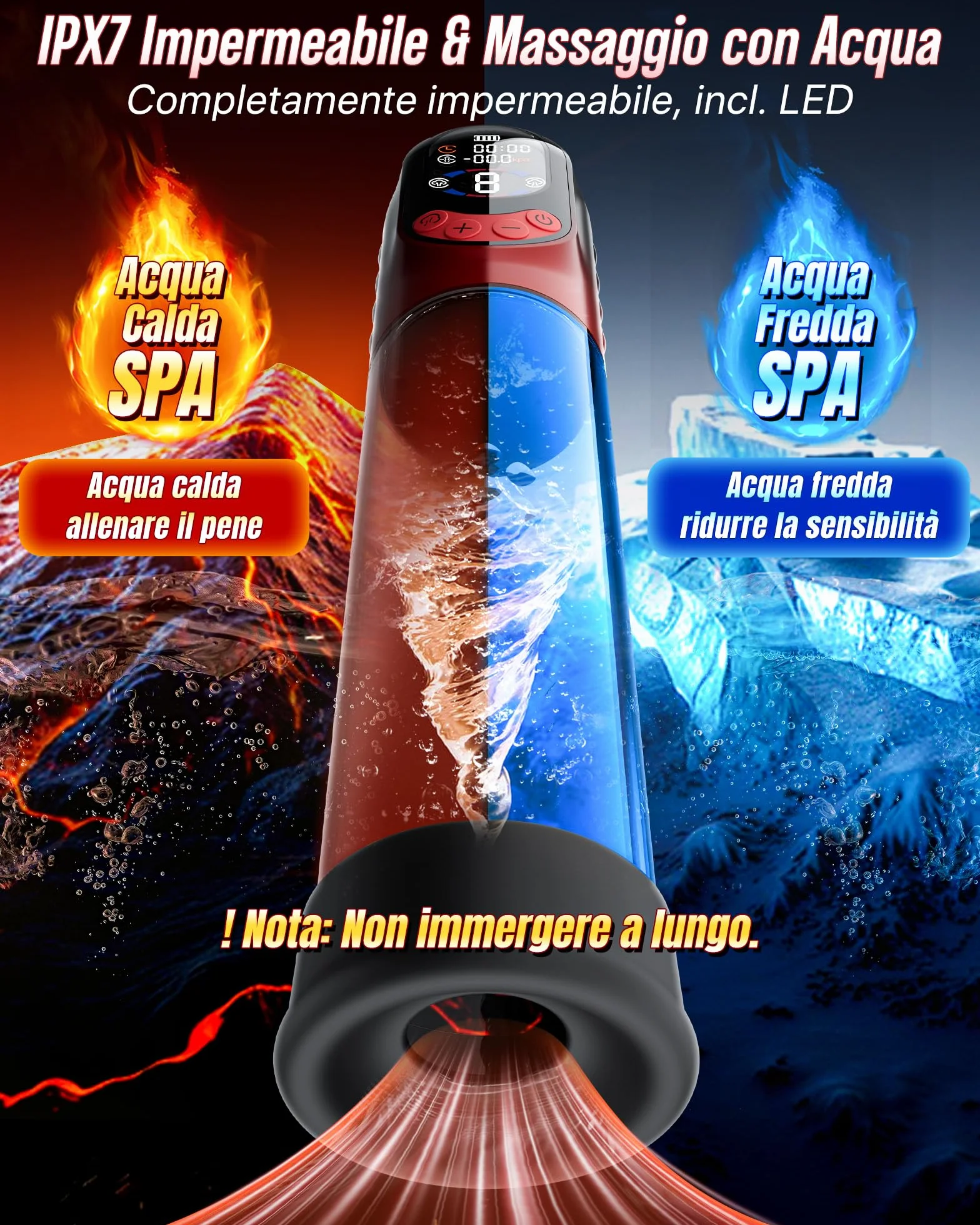 Pompa Pene 4 IN 1 Sex Toys Masturbatore Uomo, APP Manuale & Automatica Vacuum Device Elettrica con 4 Modalità di Allenamento 8 Aspirazione