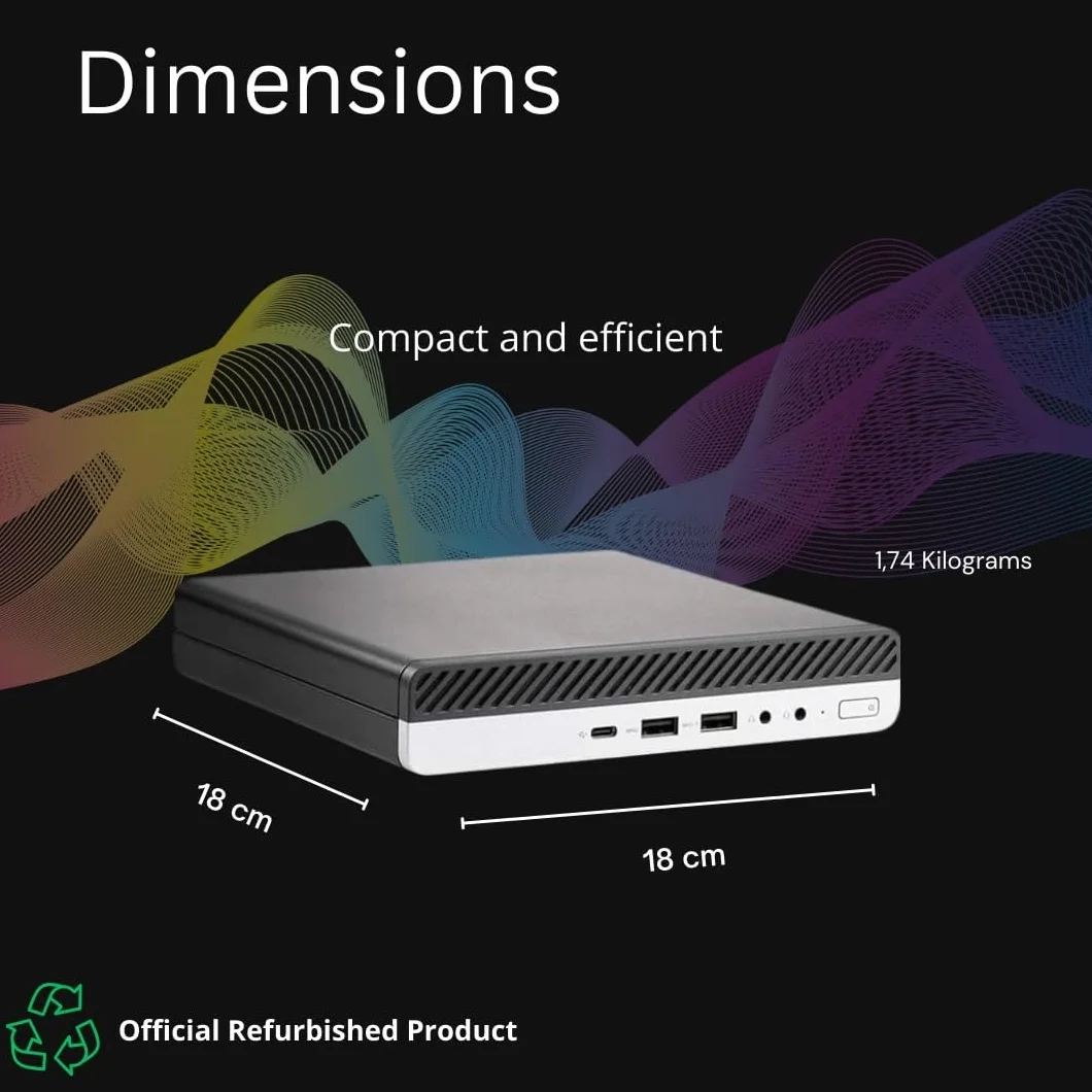 HP EliteDesk Mini PC Ricondizionato Intel Core i5-7400T 8GB RAM 256GB SSD Windows 11 Pro Office 2021