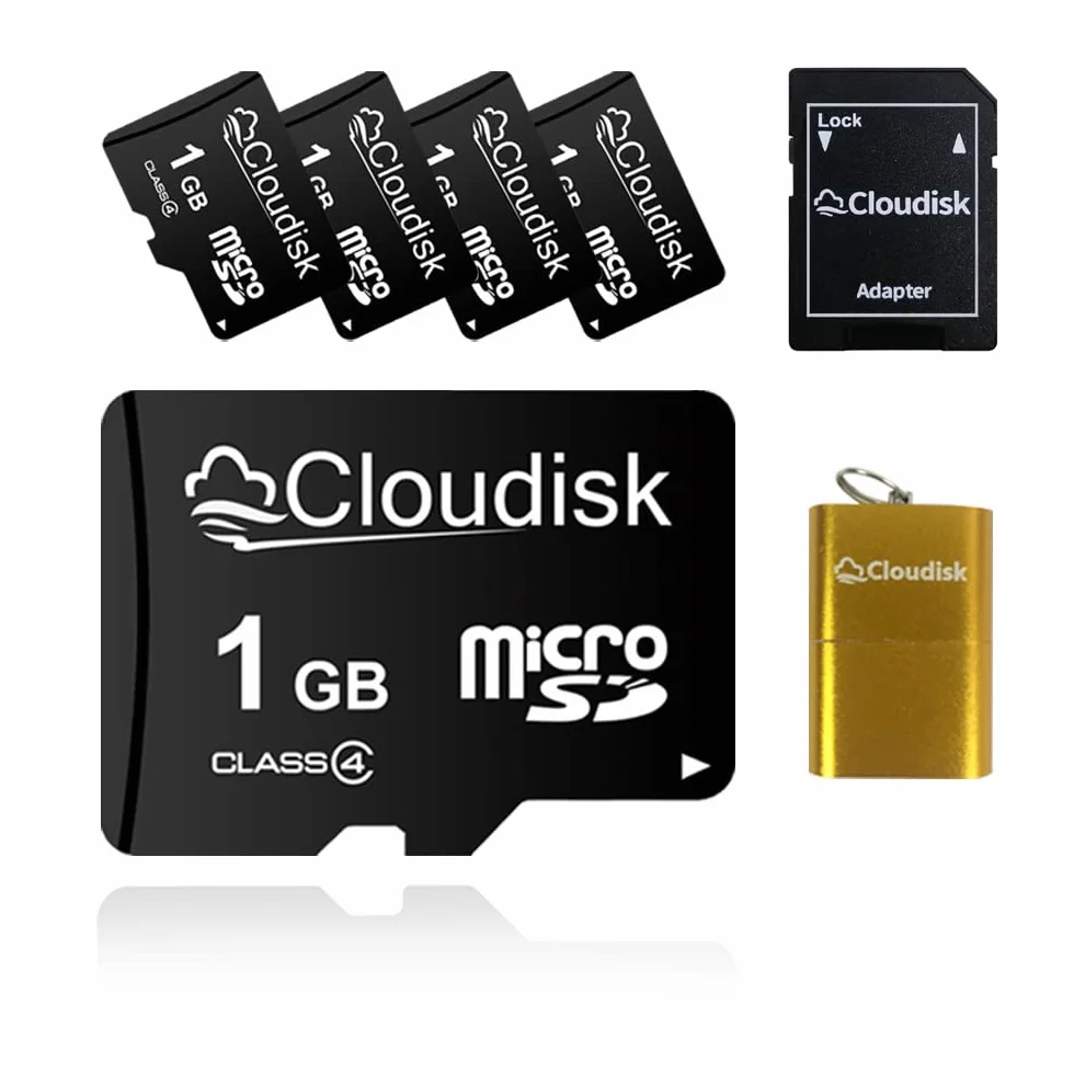 5Pack 1GB Micro SD Card 1 GB MicroSD Memory Card Class4 con adattatore SD + lettore di schede, vendita in serie 5pcs